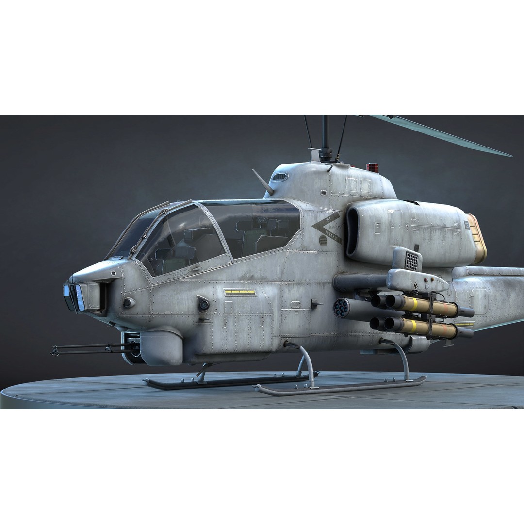 AH-1W Super Cobra 3D Model – Low Poly Game Asset, FBX, PBR - View 7
