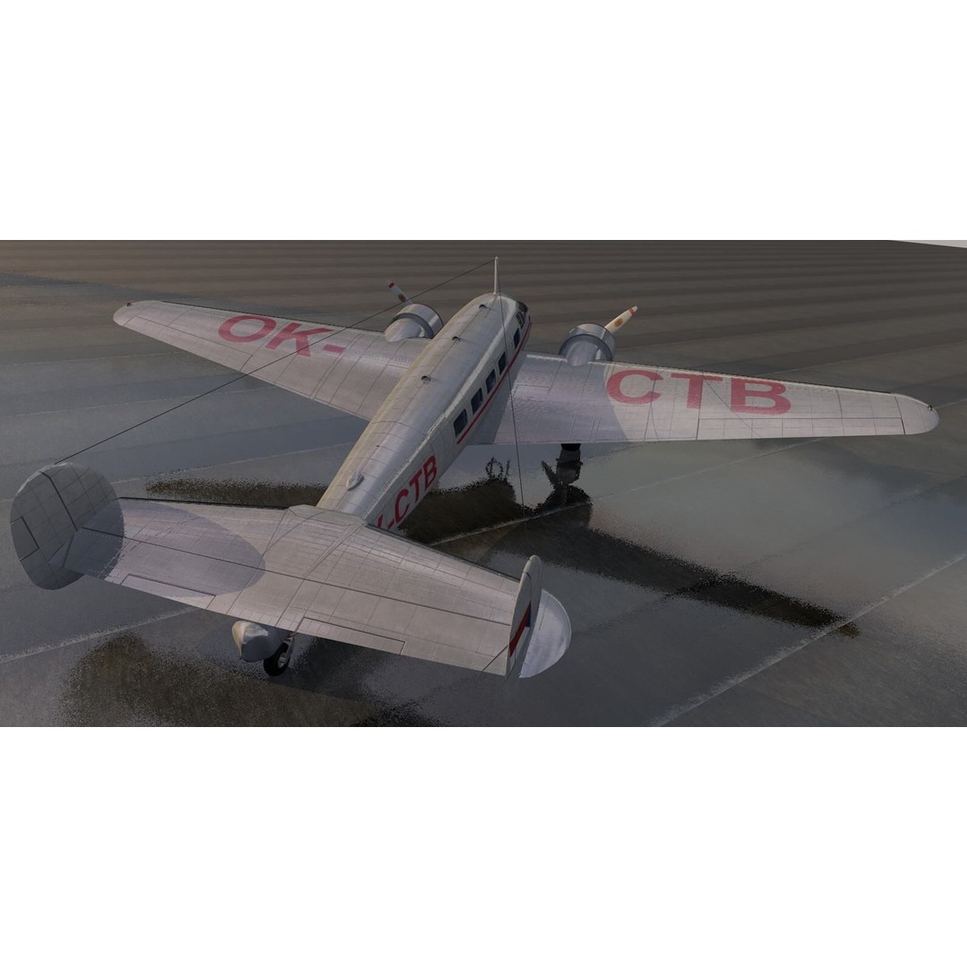 Lockheed L-10 Electra 3D Model – Historic Aircraft, FBX, OBJ, Game Ready - View 10
