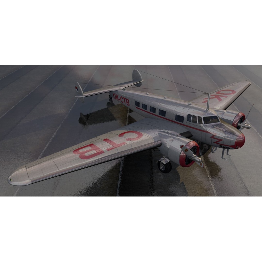 Lockheed L-10 Electra 3D Model – Historic Aircraft, FBX, OBJ, Game Ready - View 11