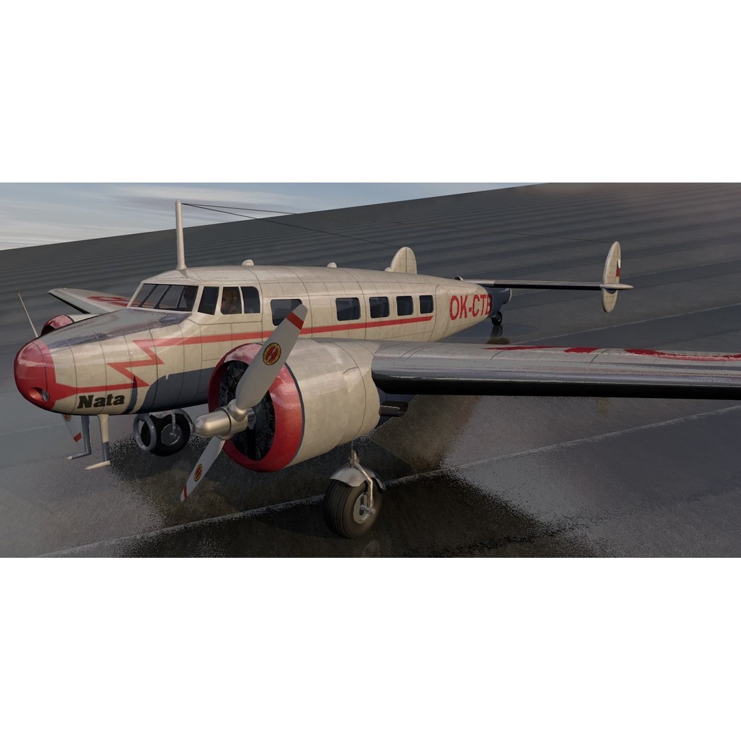 Lockheed L-10 Electra 3D Model – Historic Aircraft, FBX, OBJ, Game Ready - View 13