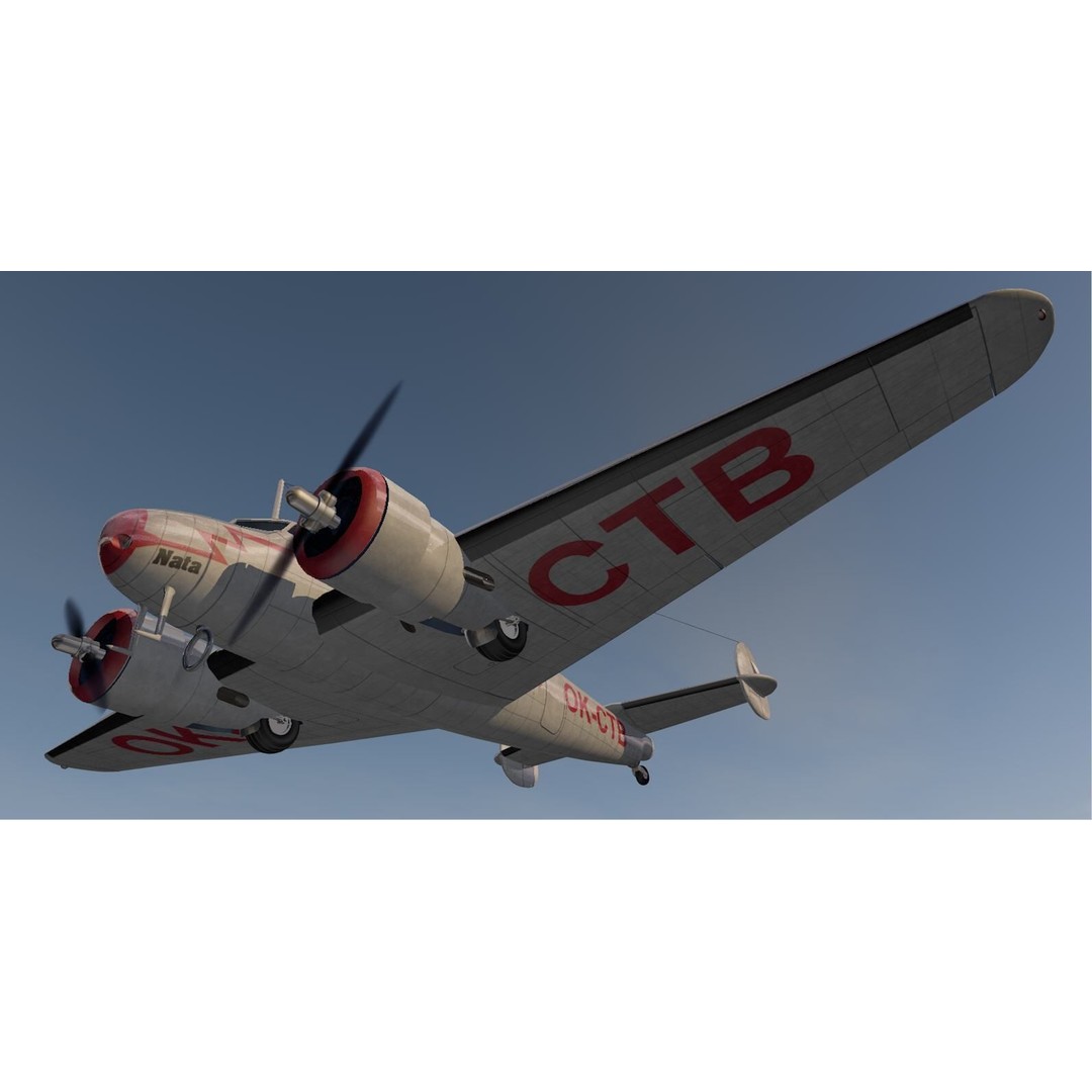 Lockheed L-10 Electra 3D Model – Historic Aircraft, FBX, OBJ, Game Ready - View 17