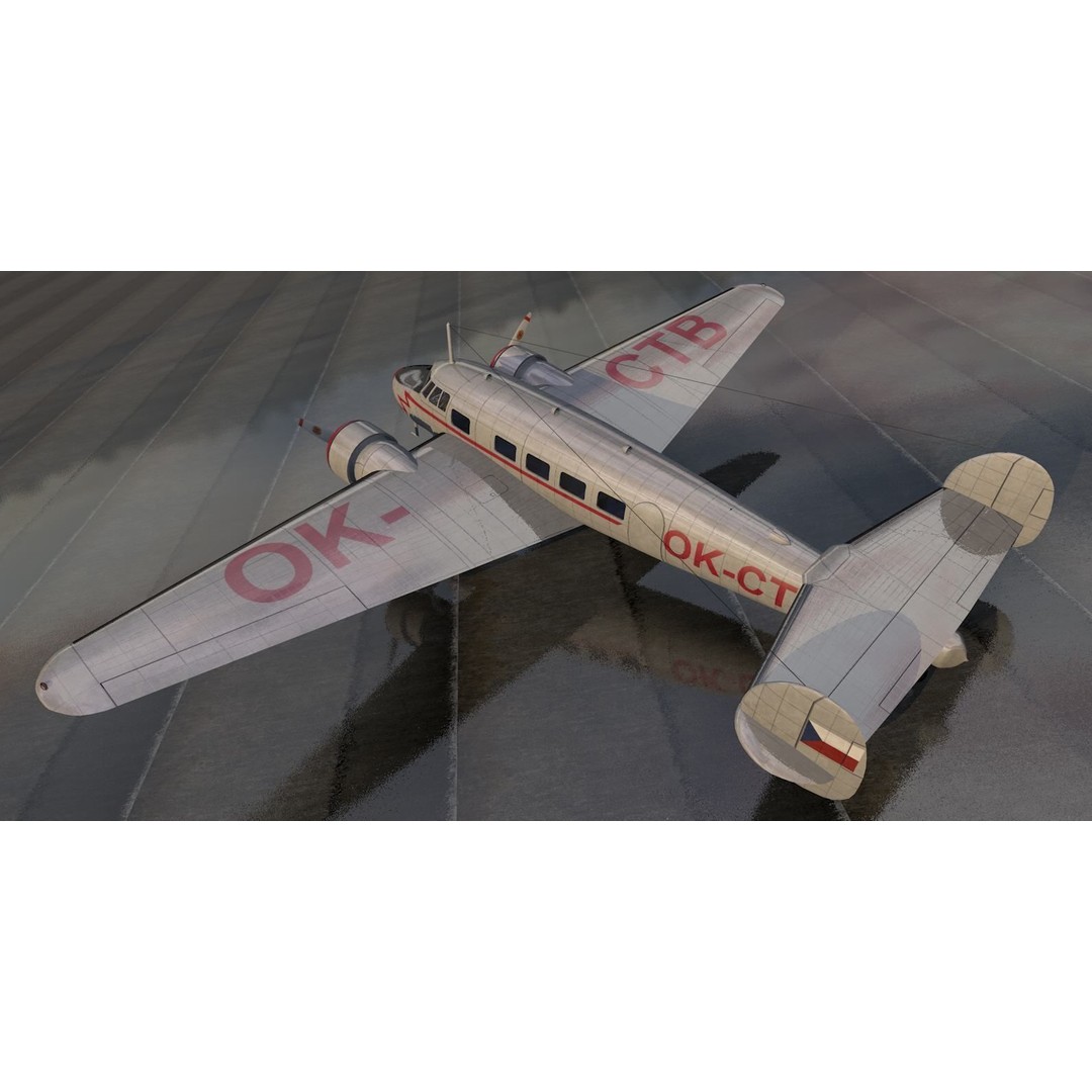 Lockheed L-10 Electra 3D Model – Historic Aircraft, FBX, OBJ, Game Ready - View 3