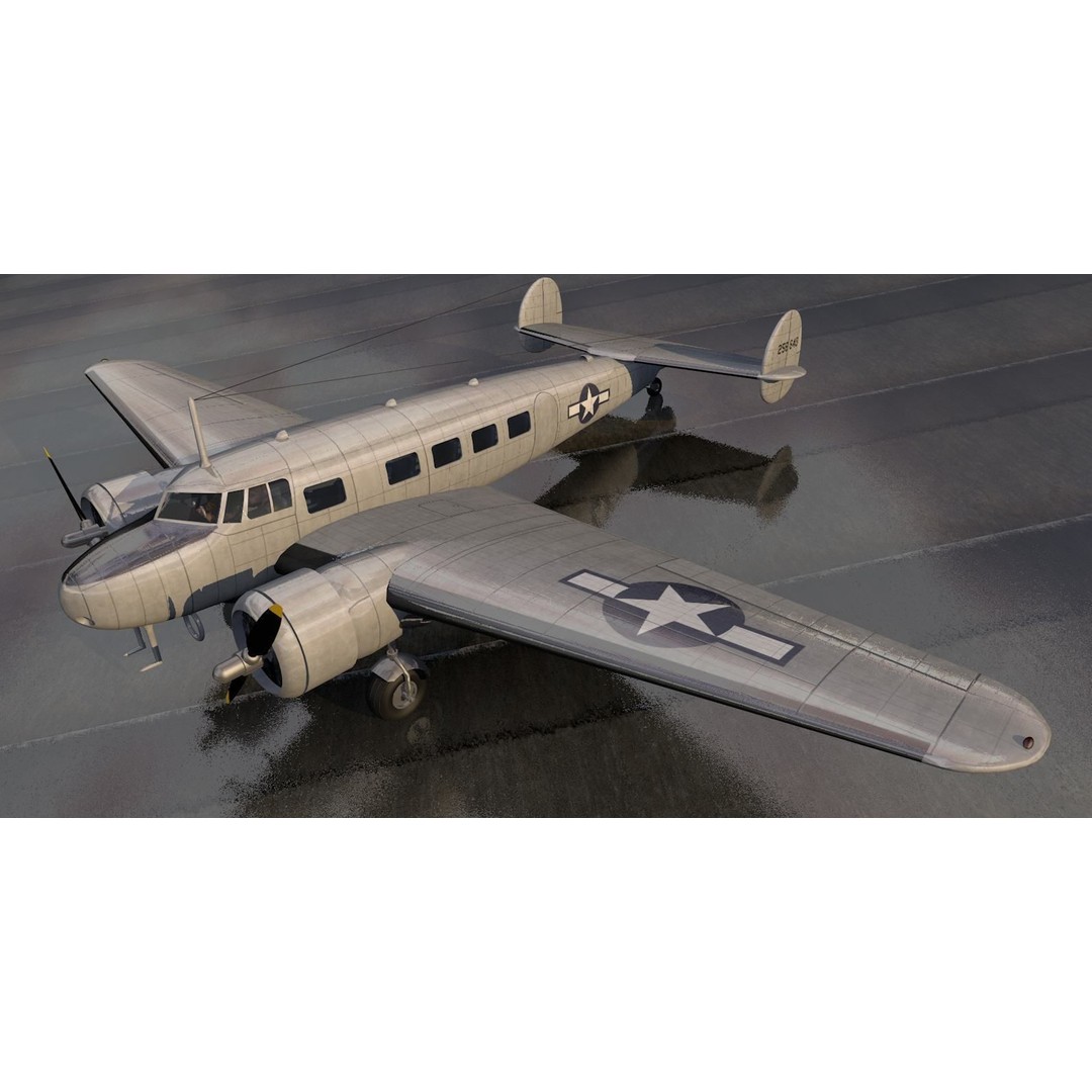 Lockheed L-10 Electra 3D Model – Historic Aircraft, FBX, OBJ, Game Ready - View 6