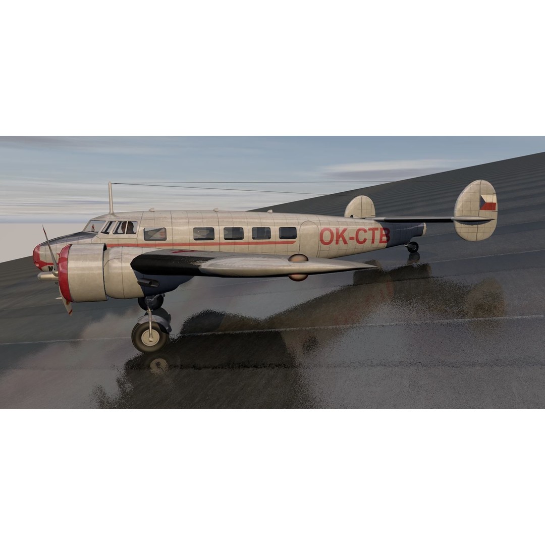 Lockheed L-10 Electra 3D Model – Historic Aircraft, FBX, OBJ, Game Ready - View 8