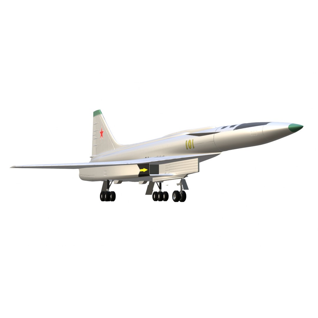 Sukhoi T-4 Sotka 3D Model – Low Poly Military Aircraft, FBX, OBJ - View 16