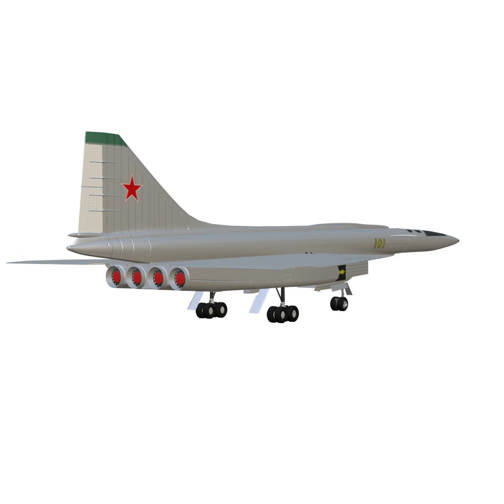 Sukhoi T-4 Sotka 3D Model – Low Poly Military Aircraft, FBX, OBJ - View 25