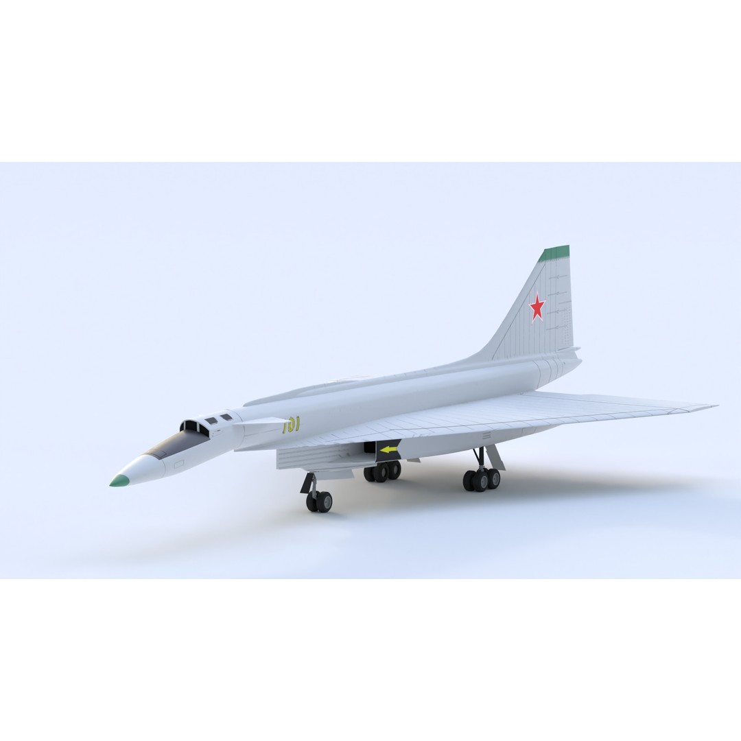Sukhoi T-4 Sotka 3D Model – Low Poly Military Aircraft, FBX, OBJ - View 3