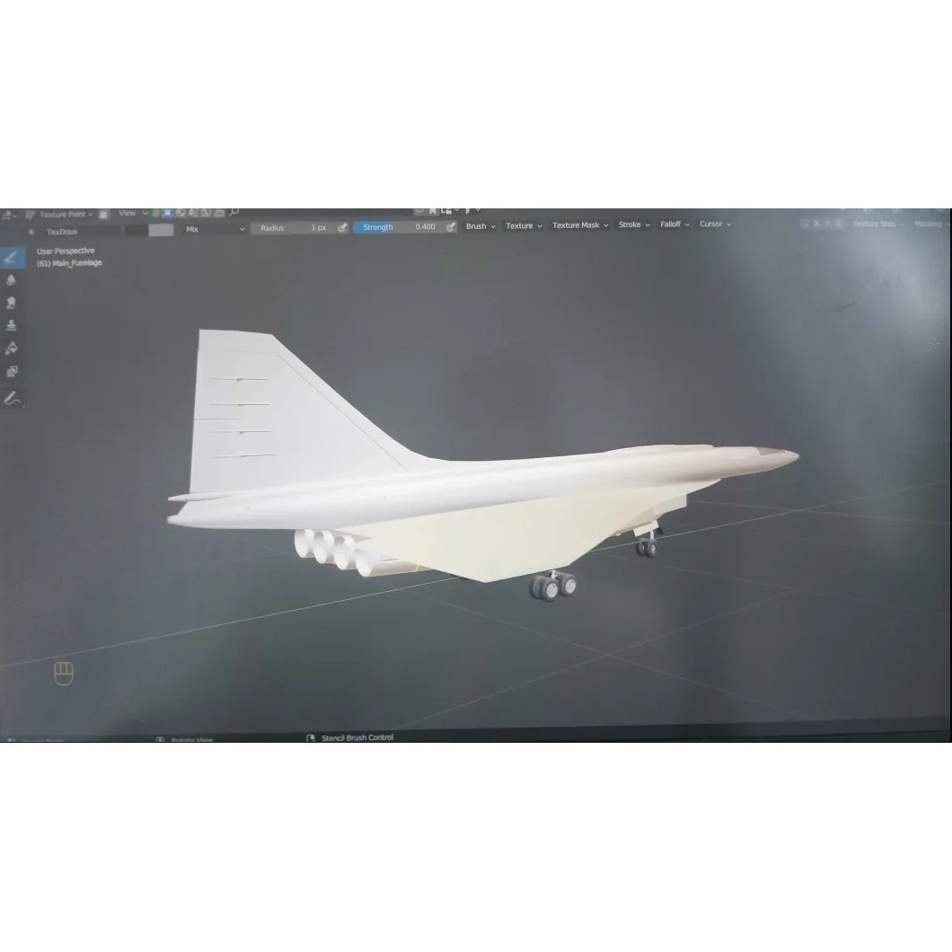 Sukhoi T-4 Sotka 3D Model – Low Poly Military Aircraft, FBX, OBJ - View 6