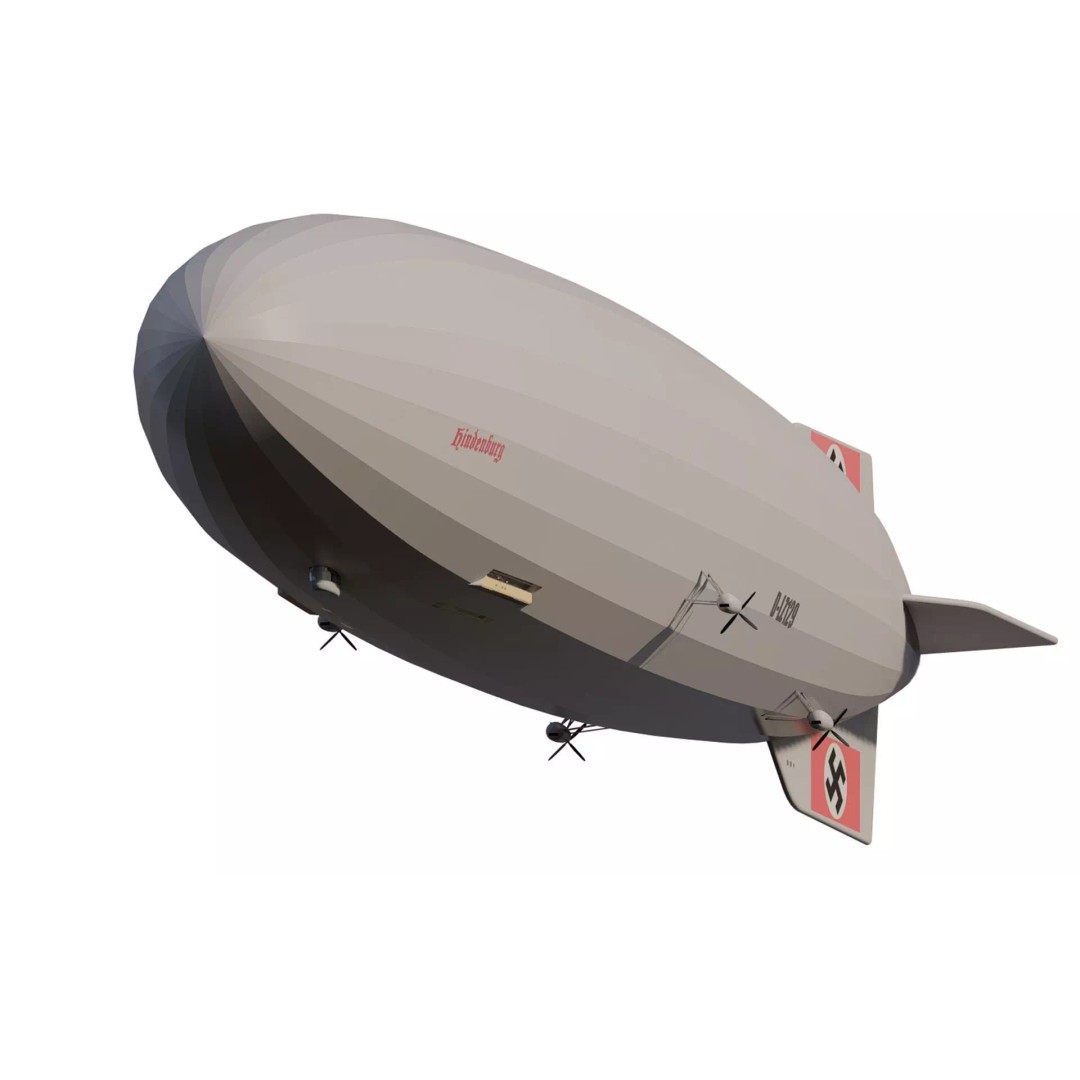 Hindenburg Zeppelin 3D Model – Realistic Airship with Interior, FBX - View 2