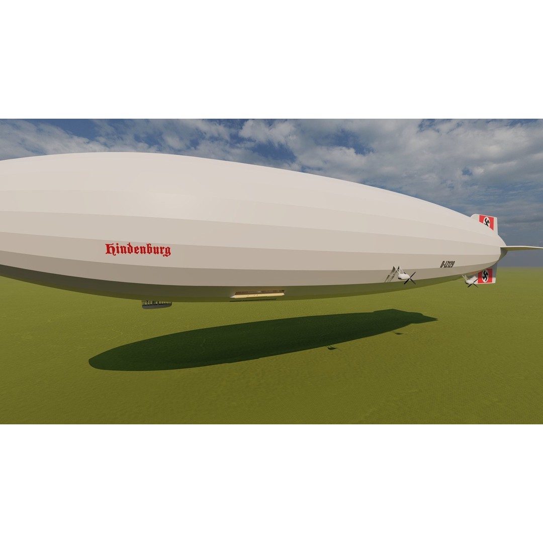 Hindenburg Zeppelin 3D Model – Realistic Airship with Interior, FBX - View 3