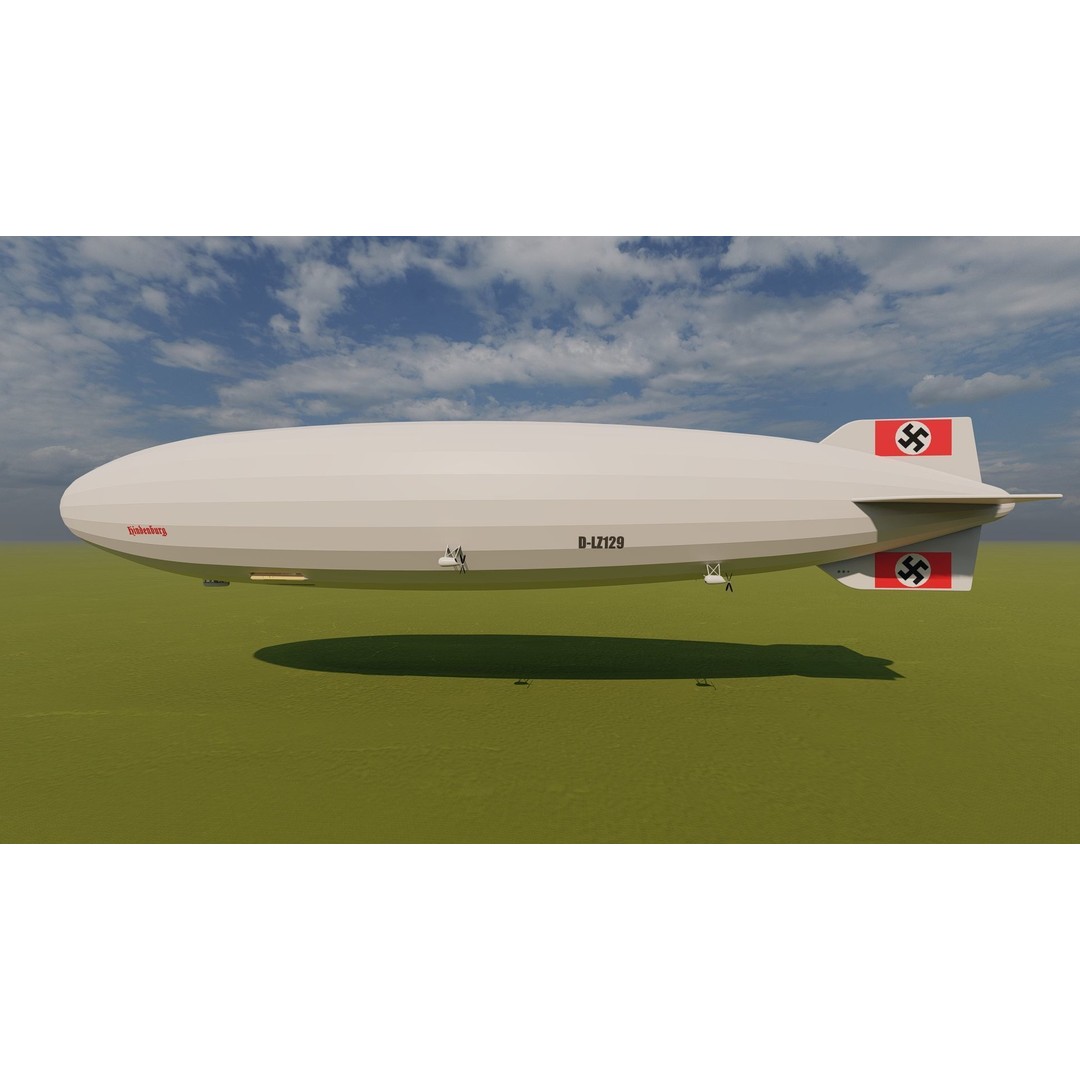 Hindenburg Zeppelin 3D Model – Realistic Airship with Interior, FBX - View 4
