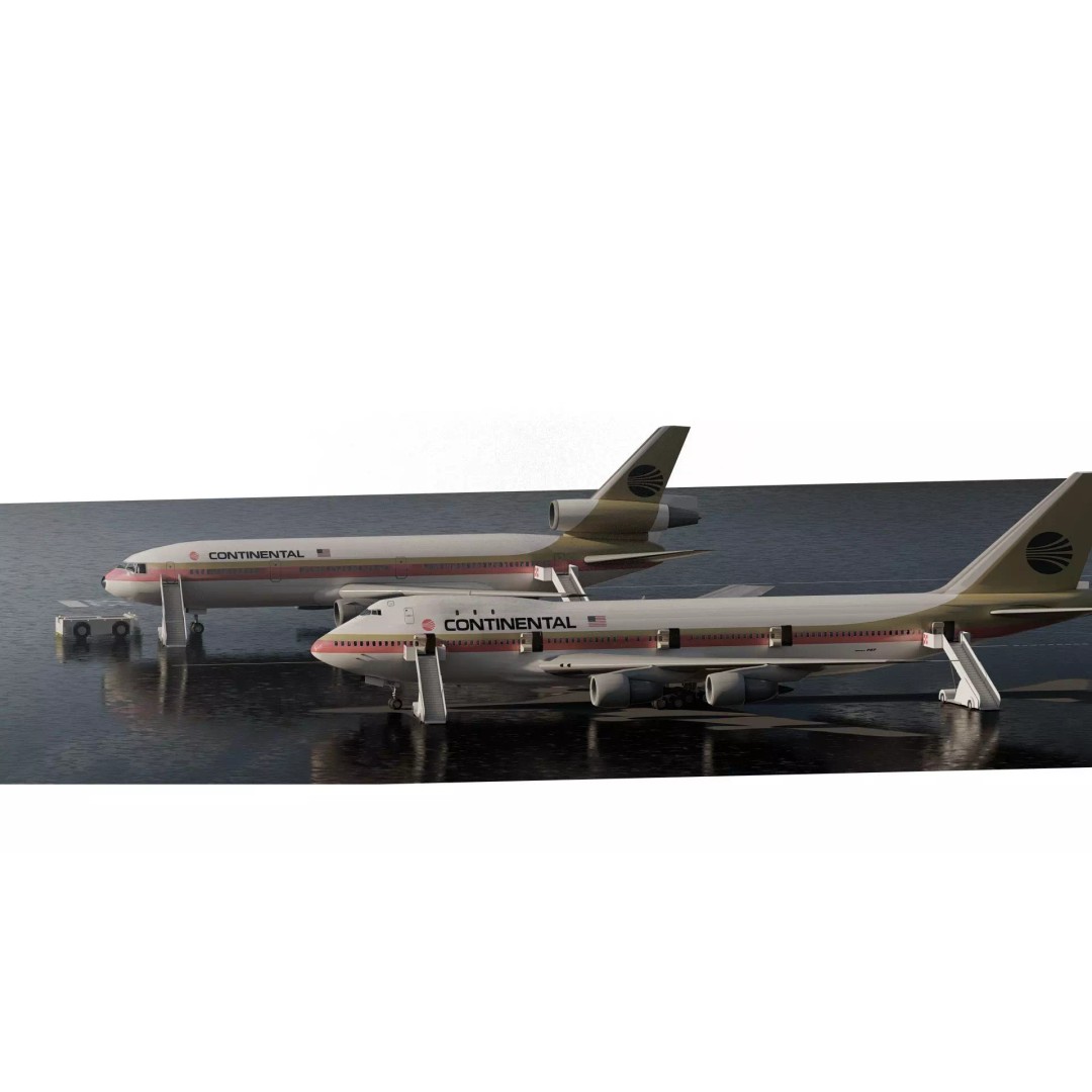 Boeing 747-100 & DC-10-10 3D Model – Textured Aircraft, SketchUp & FBX - View 2