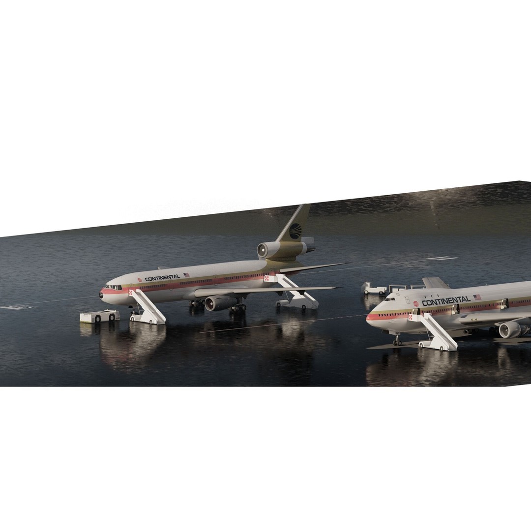 Boeing 747-100 & DC-10-10 3D Model – Textured Aircraft, SketchUp & FBX - View 3