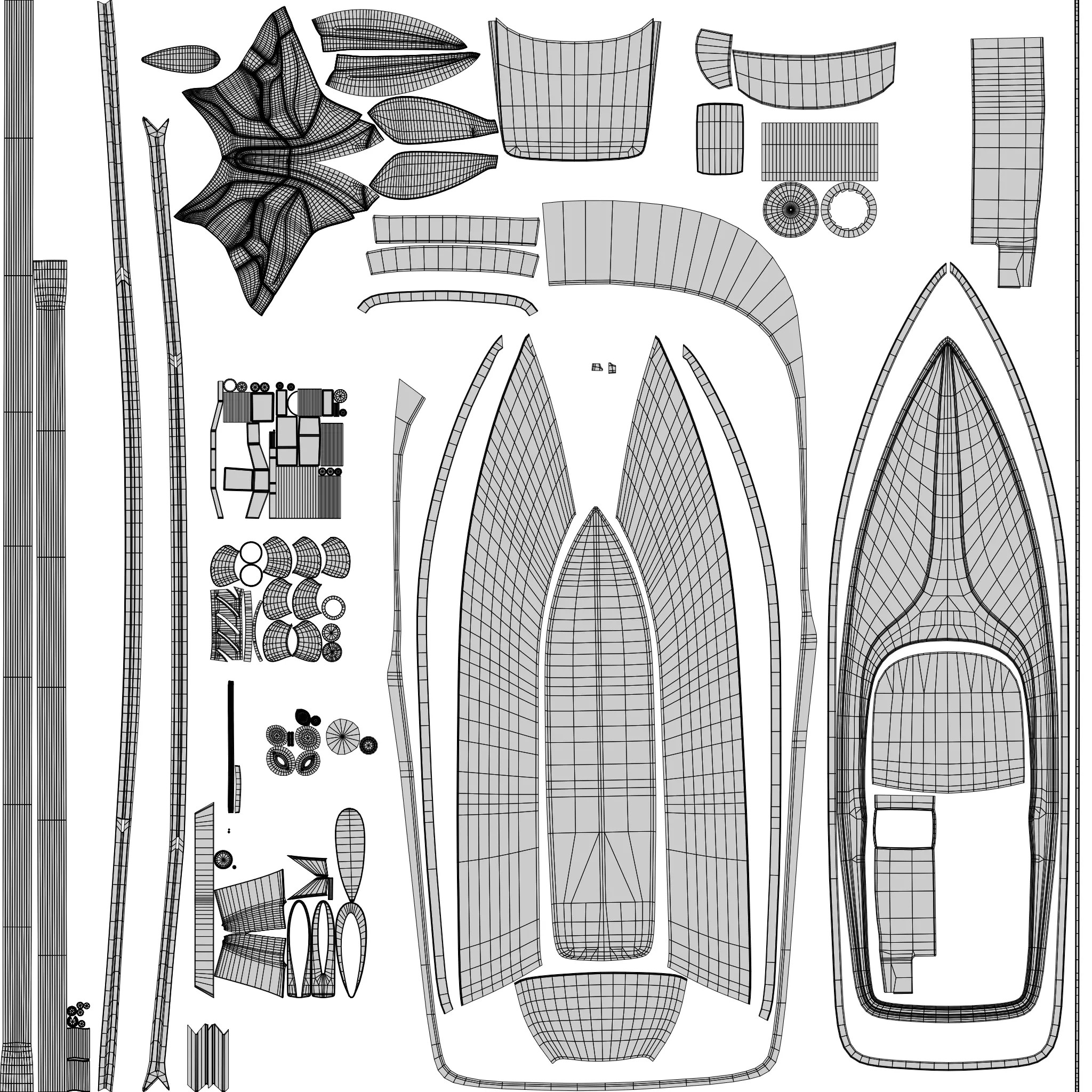 Black Fiber Speedboat - Game-Ready 3D Model