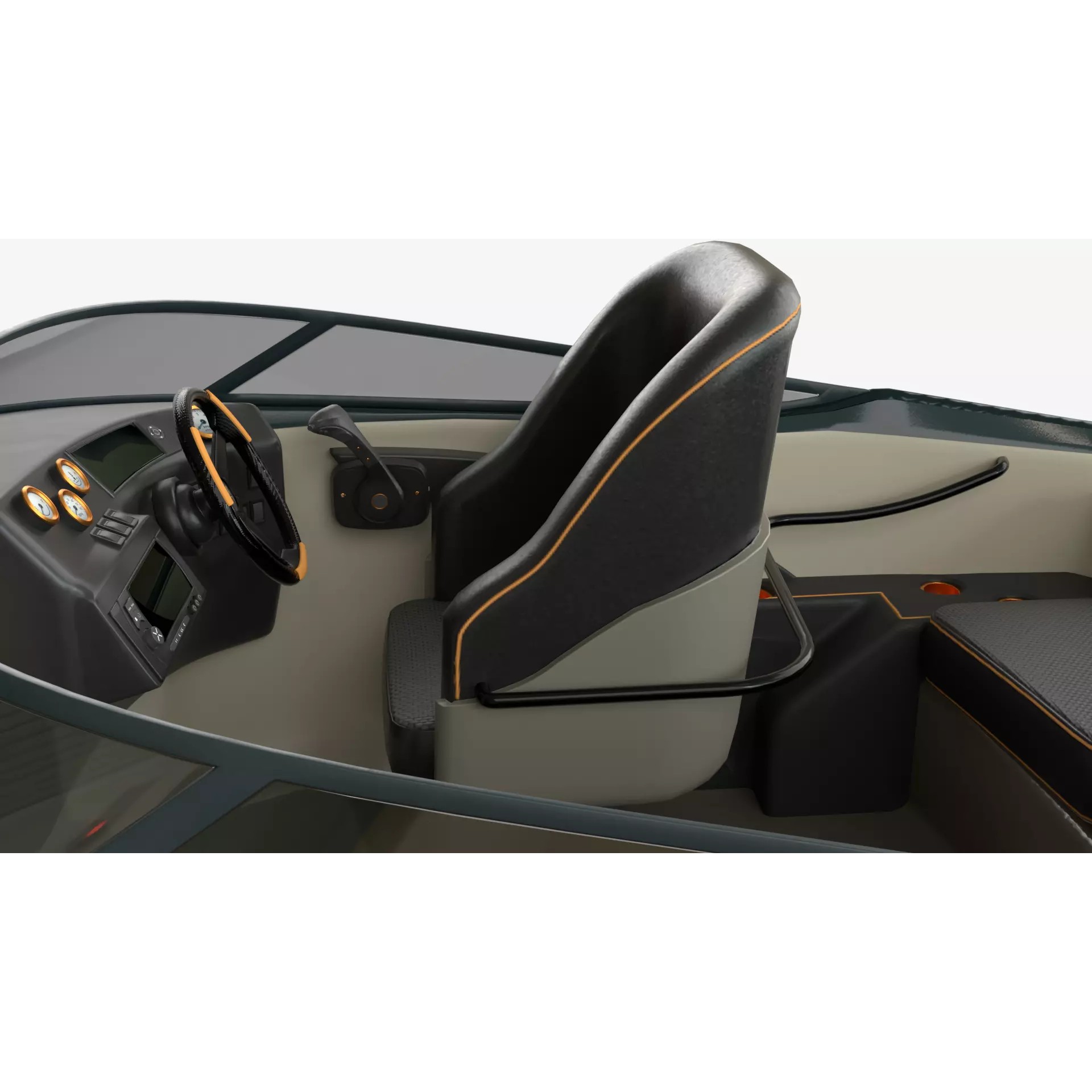 Black Fiber Speedboat - Game-Ready 3D Model - View 11