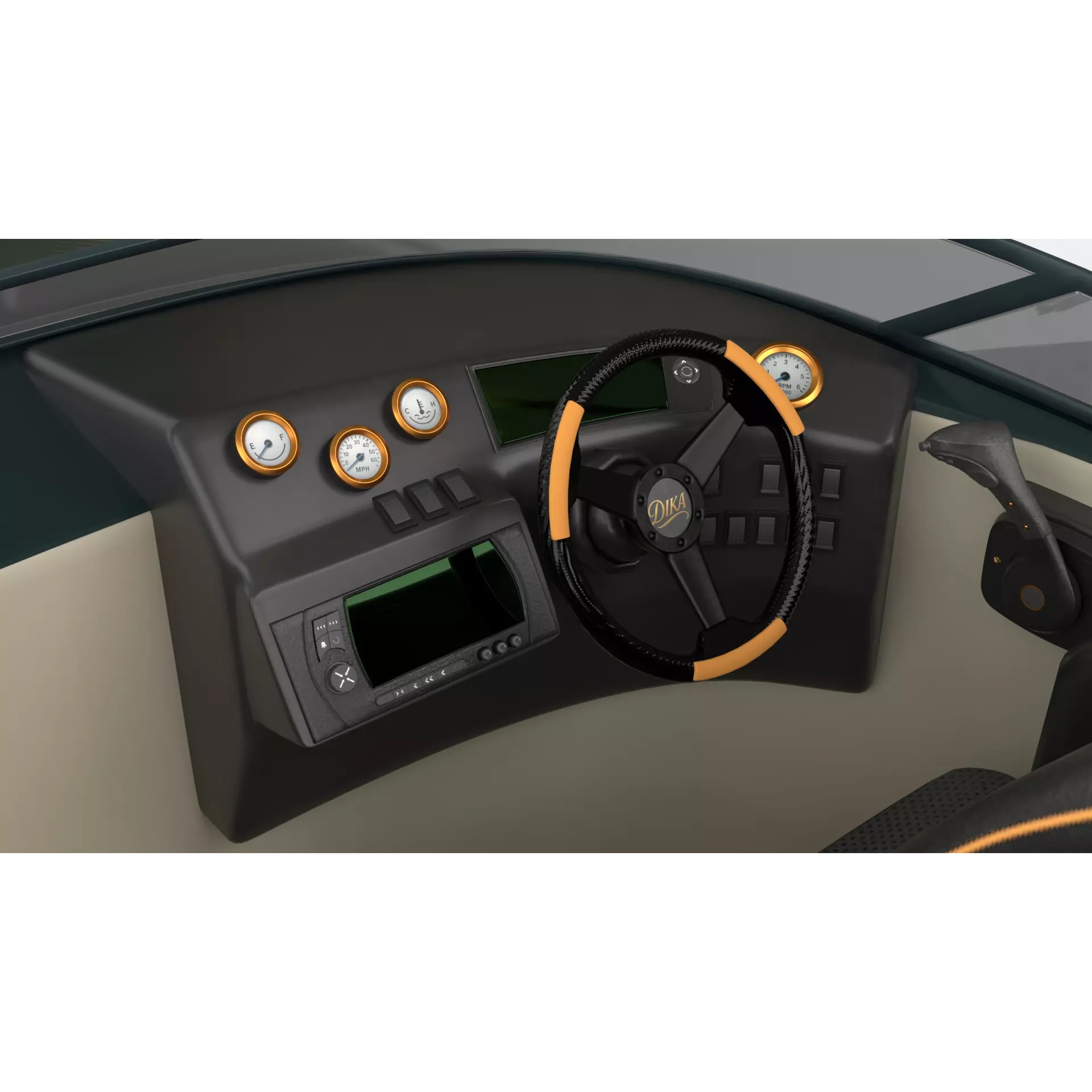 Black Fiber Speedboat - Game-Ready 3D Model - View 12