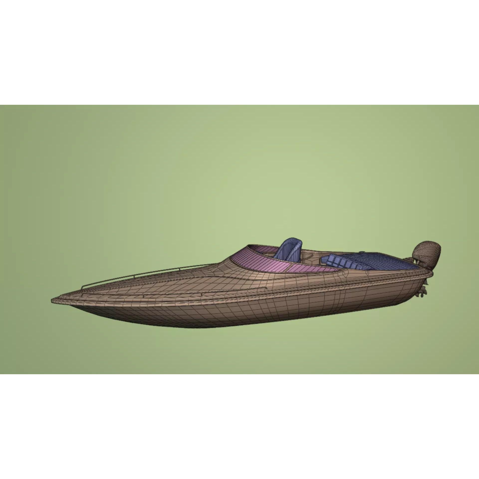 Black Fiber Speedboat - Game-Ready 3D Model - View 14