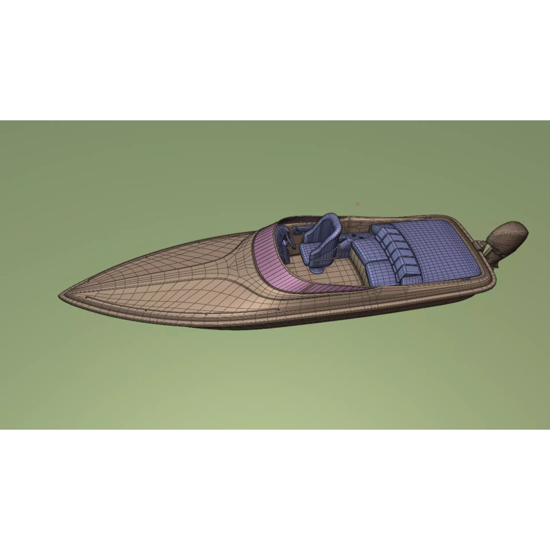 Black Fiber Speedboat - Game-Ready 3D Model - View 15