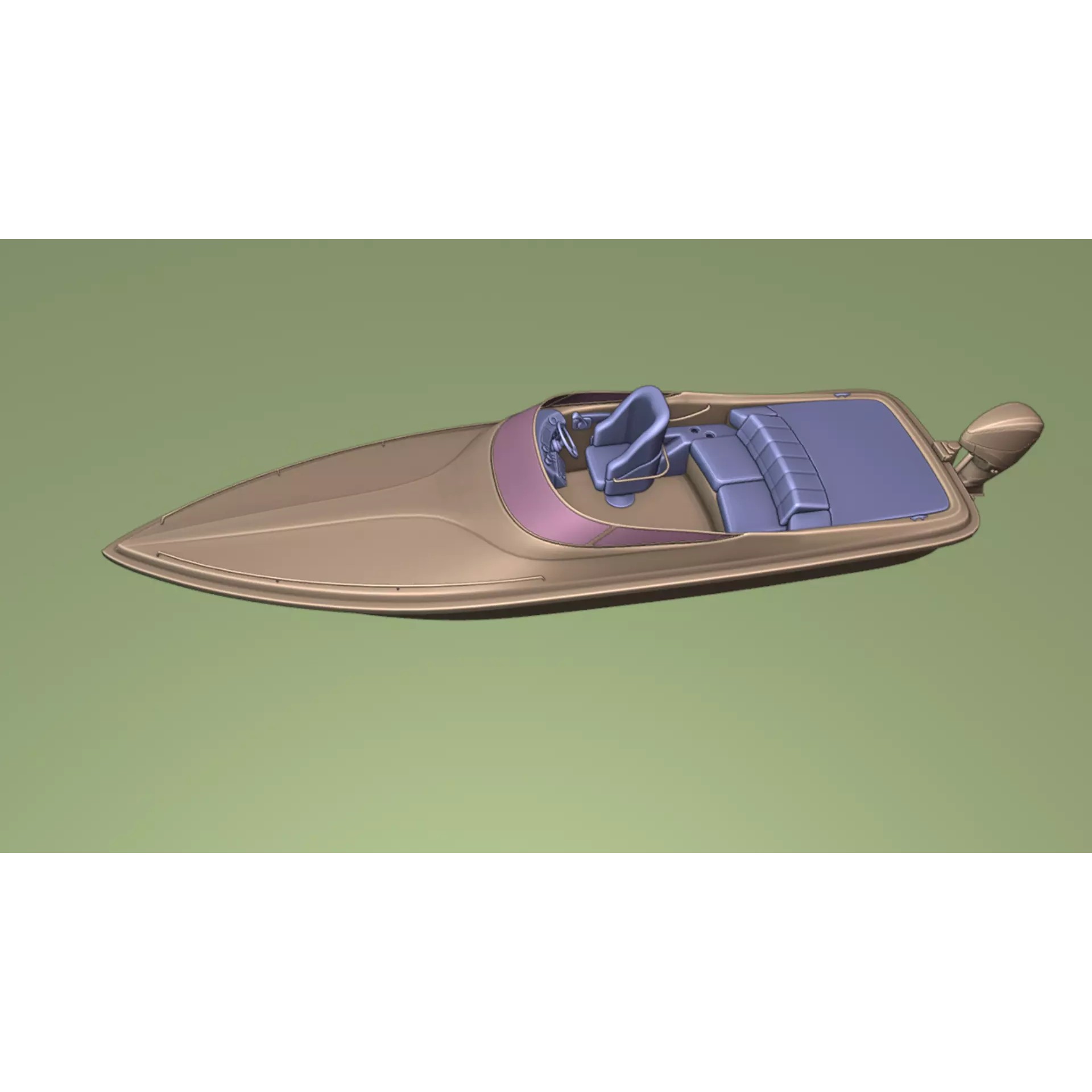 Black Fiber Speedboat - Game-Ready 3D Model - View 17