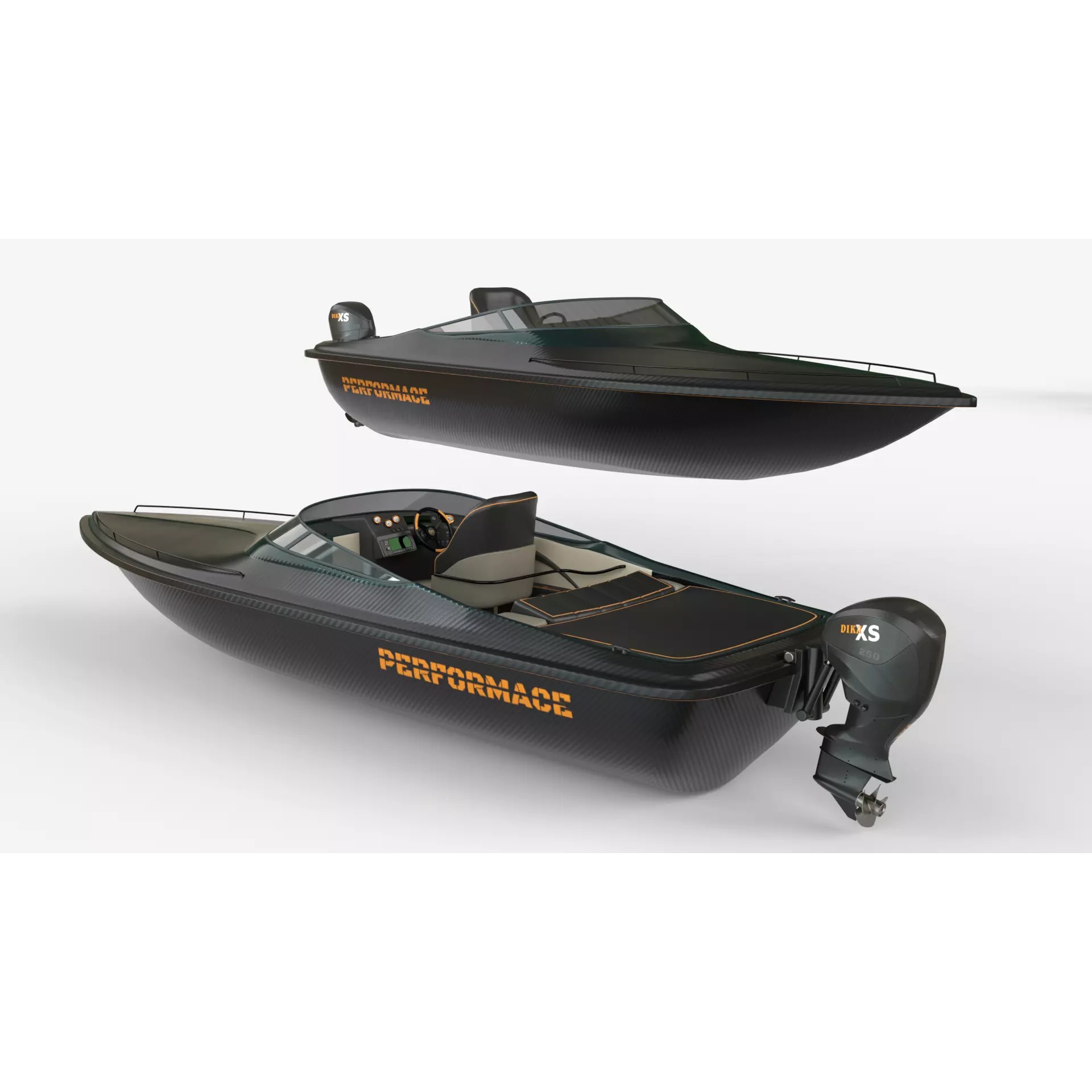 Black Fiber Speedboat - Game-Ready 3D Model - View 2