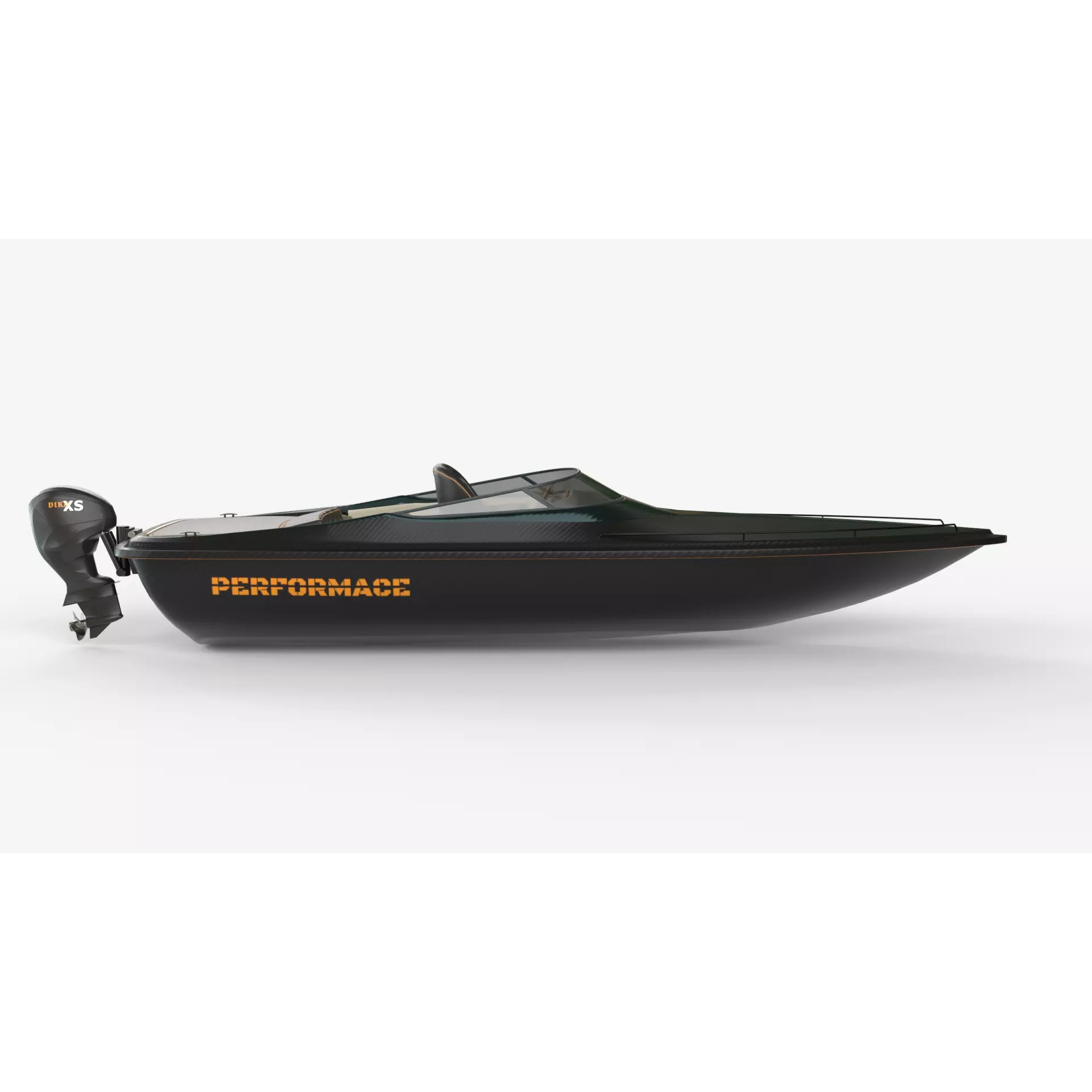 Black Fiber Speedboat - Game-Ready 3D Model - View 3