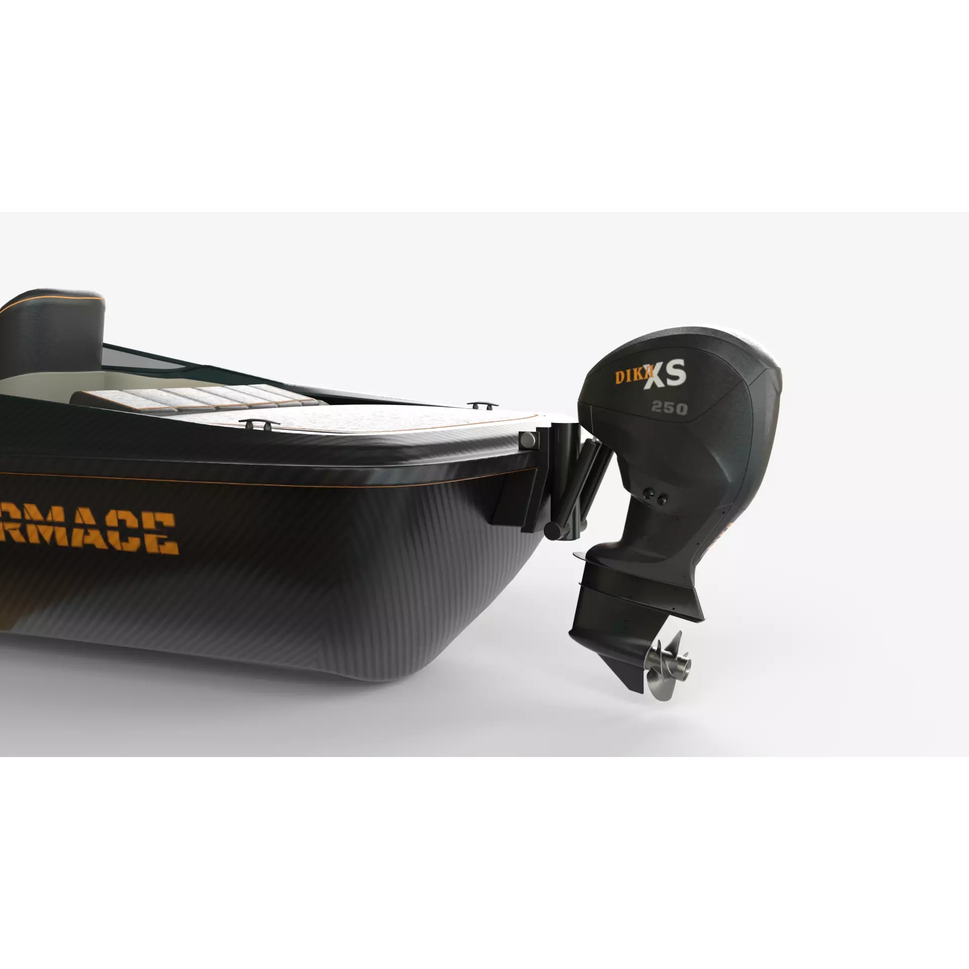 Black Fiber Speedboat - Game-Ready 3D Model - View 5