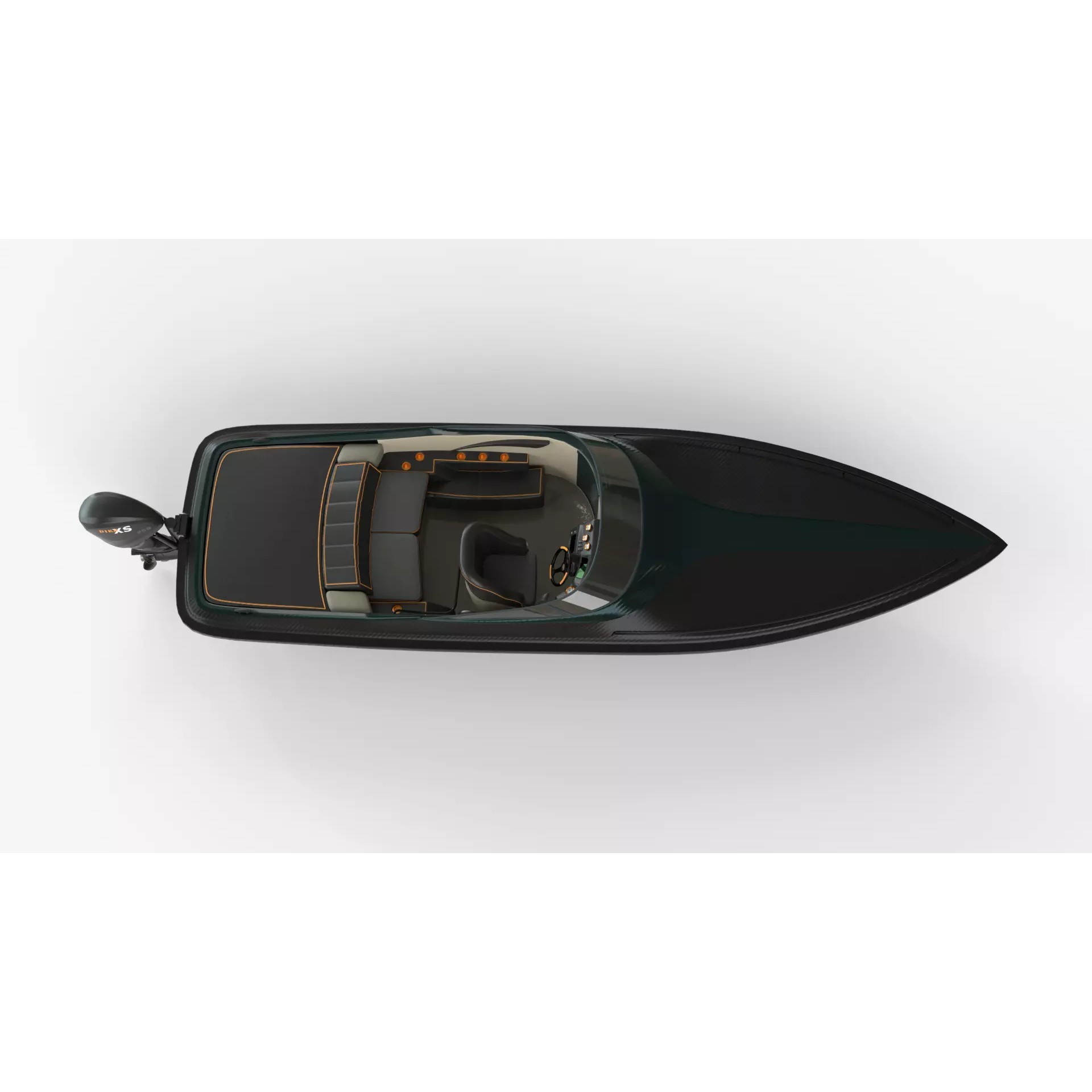 Black Fiber Speedboat - Game-Ready 3D Model - View 6