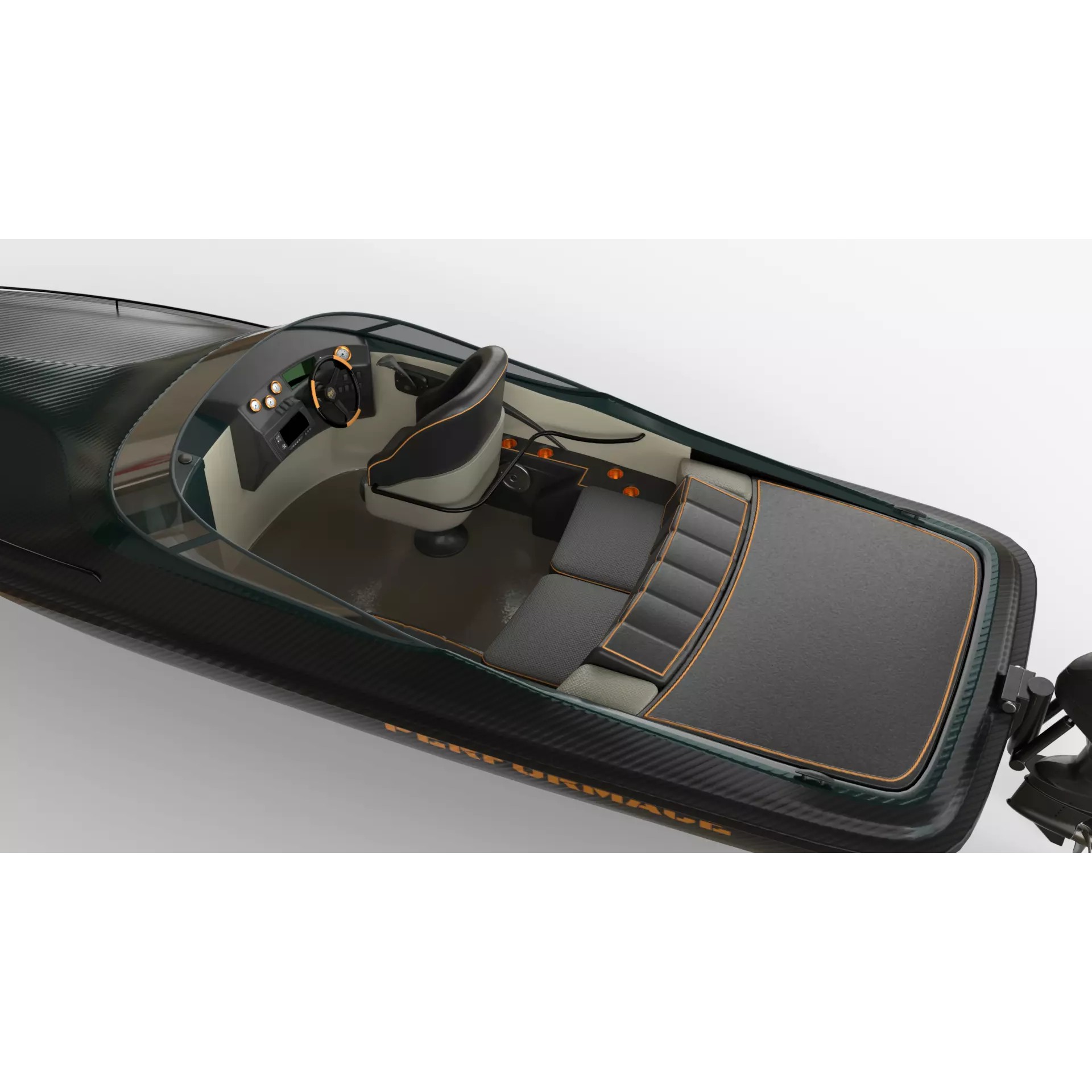 Black Fiber Speedboat - Game-Ready 3D Model - View 7