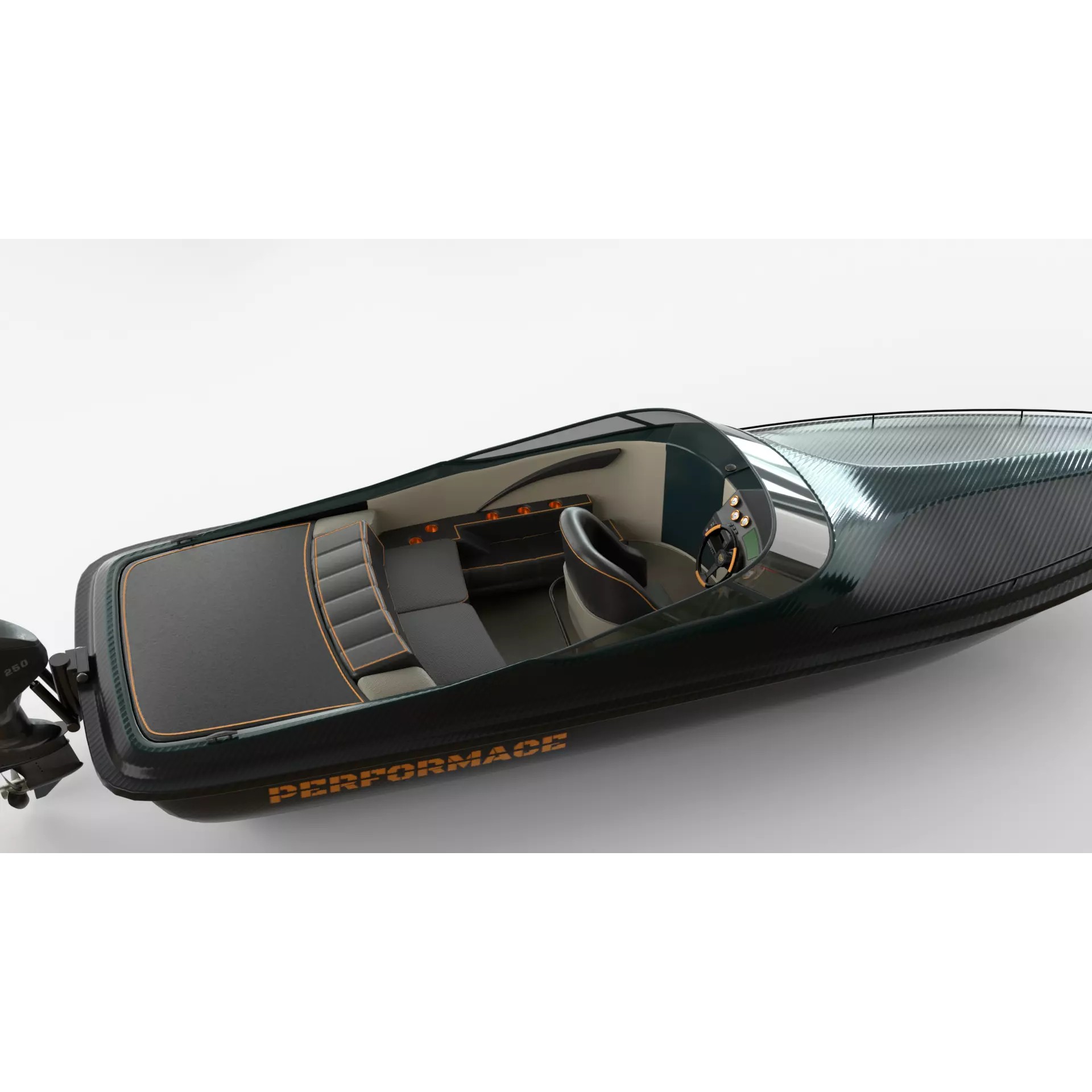 Black Fiber Speedboat - Game-Ready 3D Model - View 8