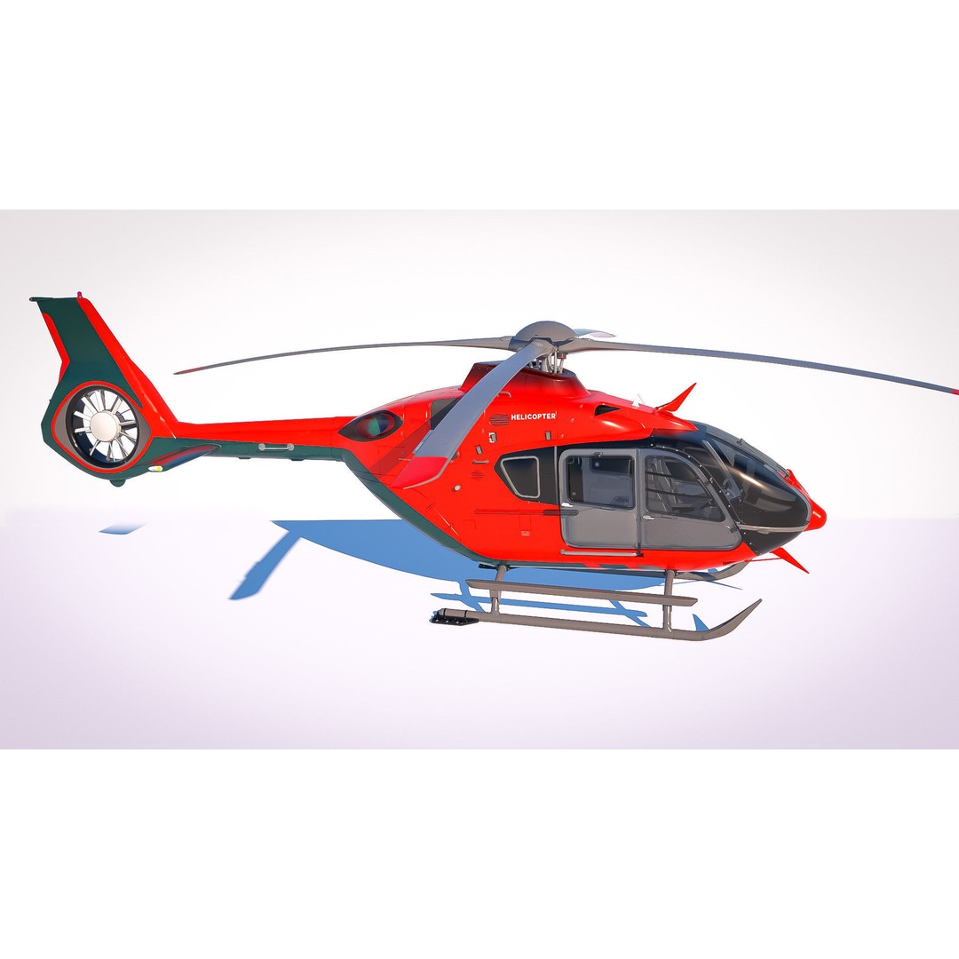 Airbus Helicopter H135 3D Model – Realistic Rigged Asset, PBR, FBX - View 11