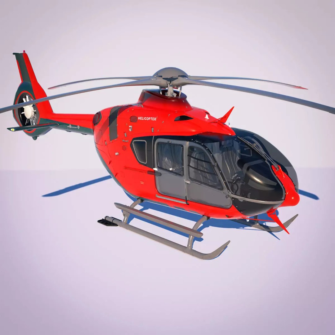 Airbus Helicopter H135 3D Model – Realistic Rigged Asset, PBR, FBX - View 2