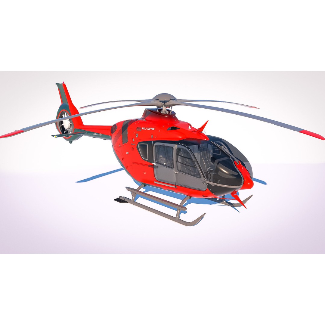 Airbus Helicopter H135 3D Model – Realistic Rigged Asset, PBR, FBX - View 3