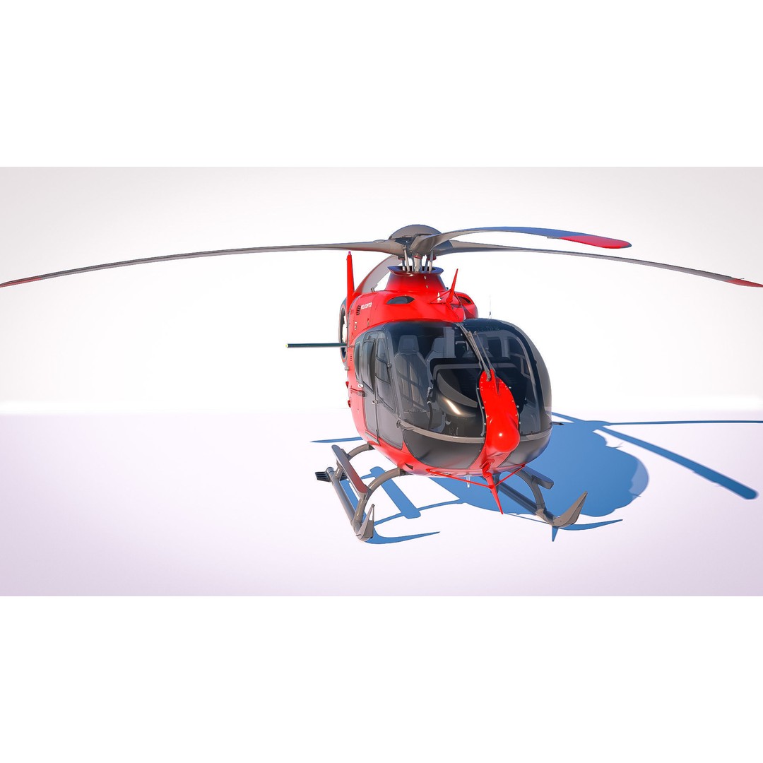 Airbus Helicopter H135 3D Model – Realistic Rigged Asset, PBR, FBX - View 4