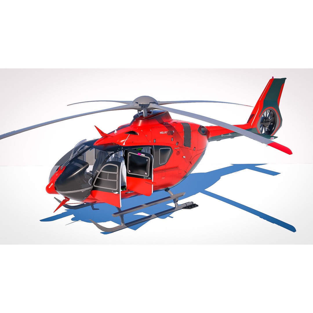 Airbus Helicopter H135 3D Model – Realistic Rigged Asset, PBR, FBX - View 5