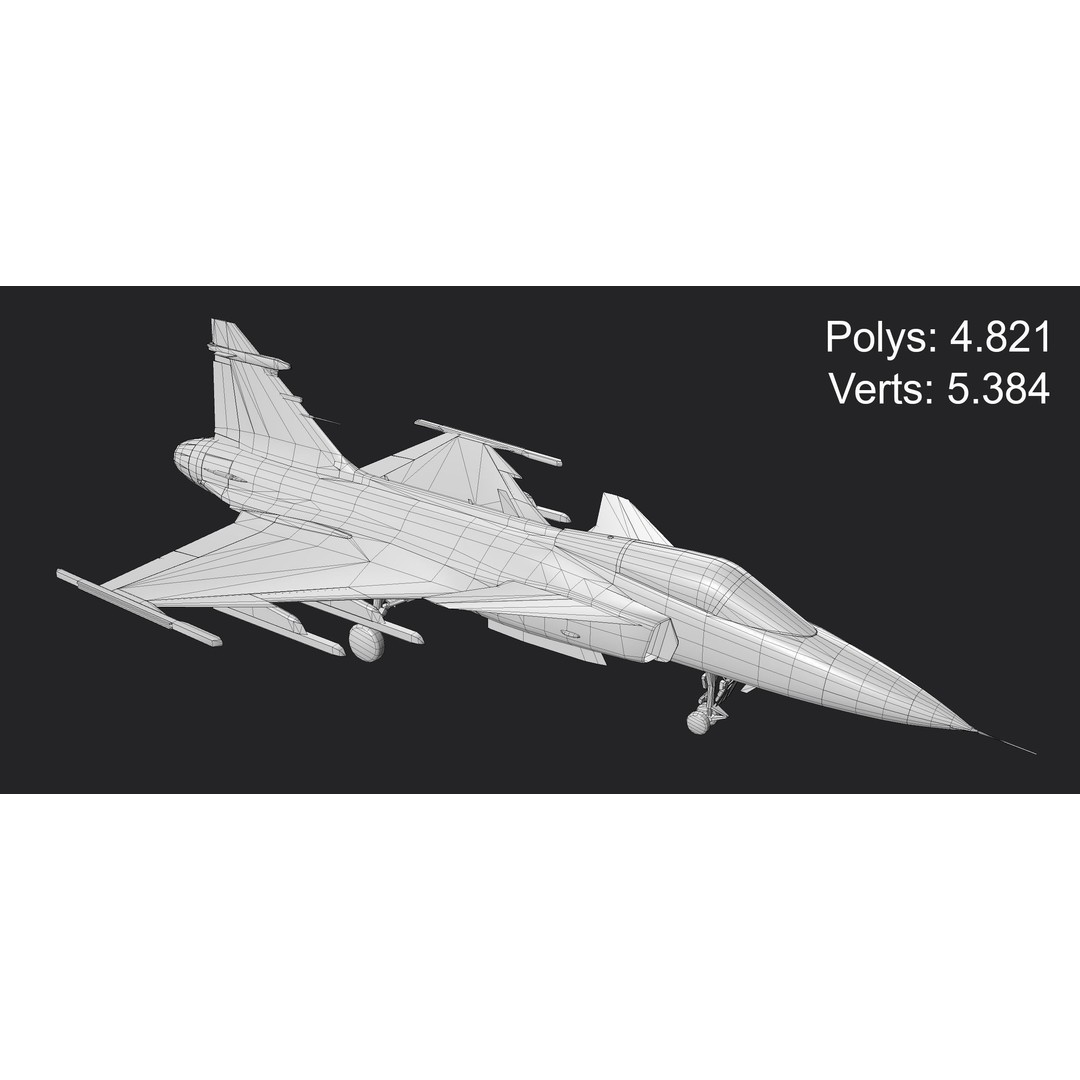 Saab JAS 39 Gripen 3D Model – Low Poly Military Aircraft, FBX/OBJ