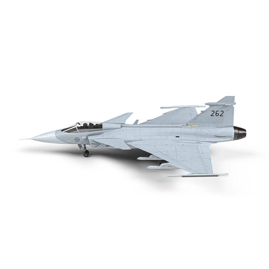Saab JAS 39 Gripen 3D Model – Low Poly Military Aircraft, FBX/OBJ - View 13