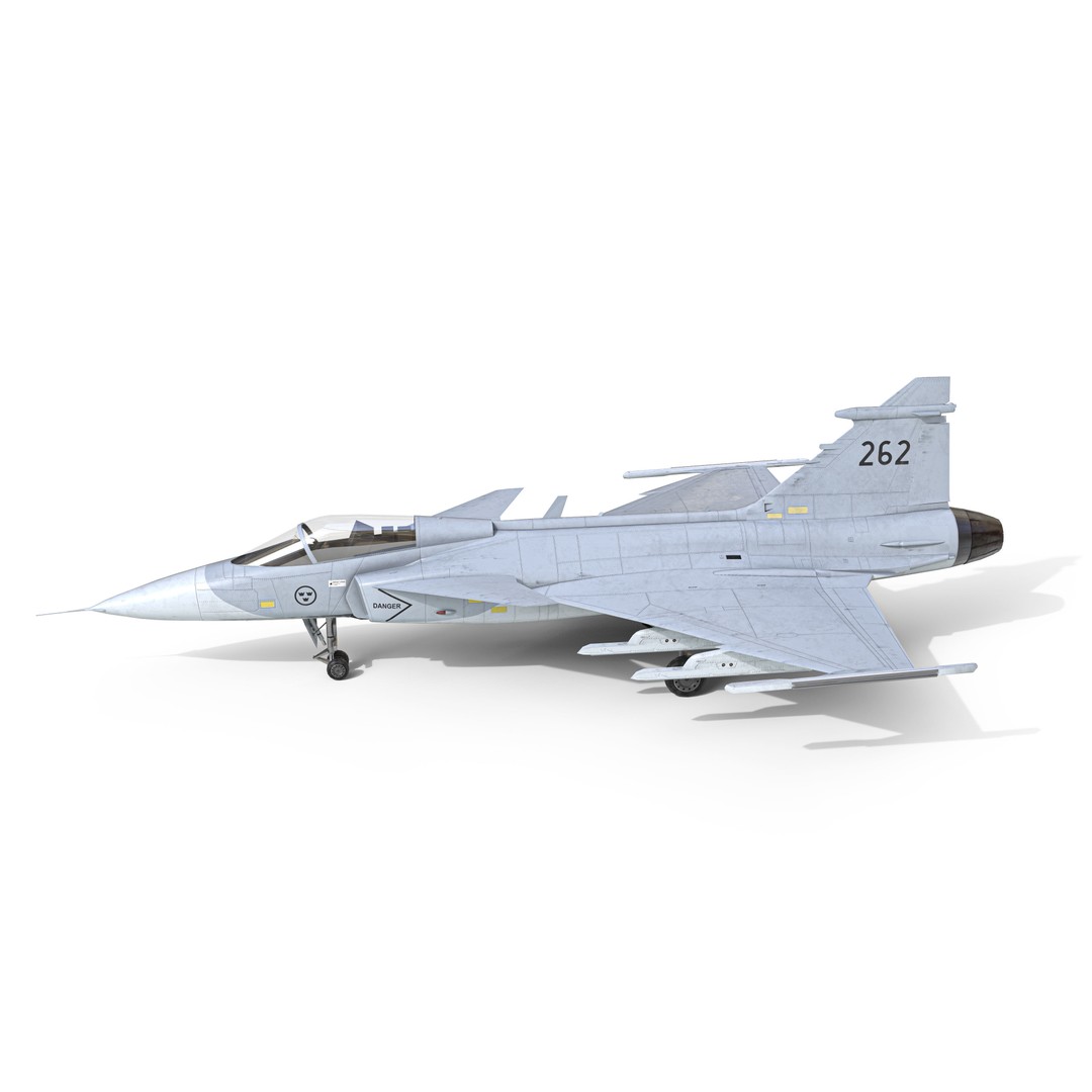 Saab JAS 39 Gripen 3D Model – Low Poly Military Aircraft, FBX/OBJ - View 17