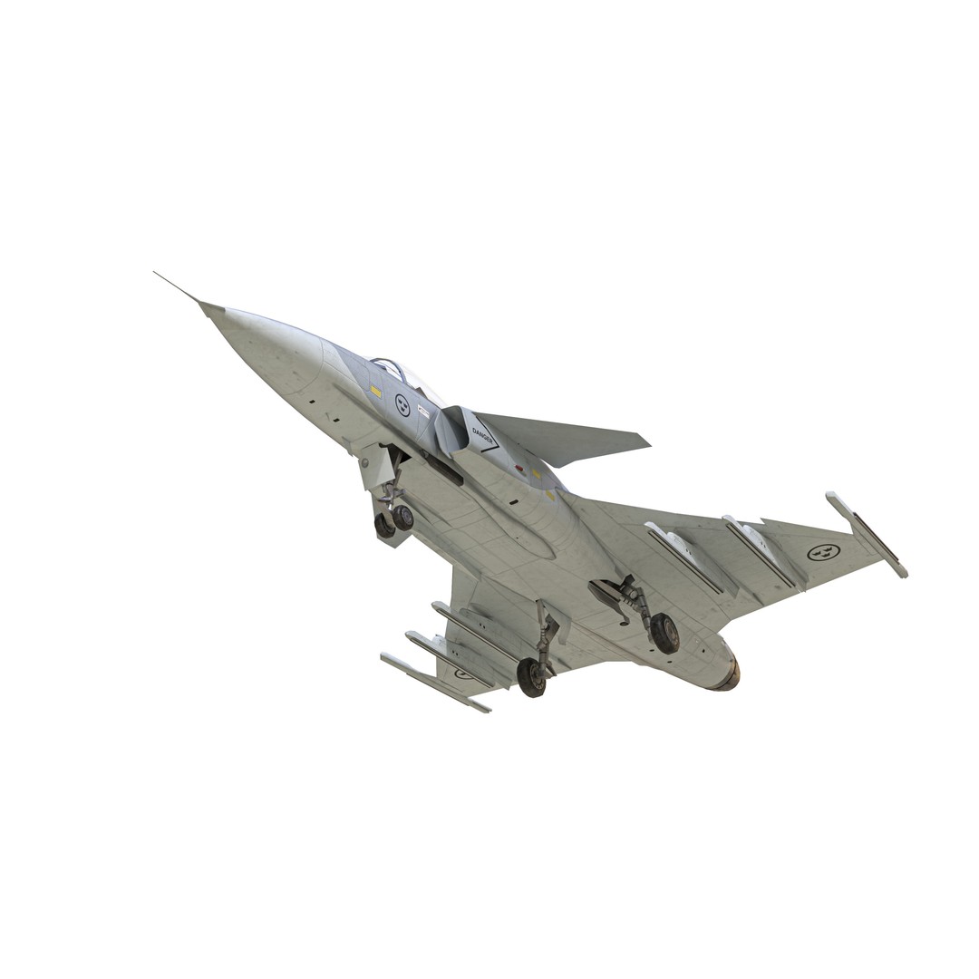Saab JAS 39 Gripen 3D Model – Low Poly Military Aircraft, FBX/OBJ - View 18