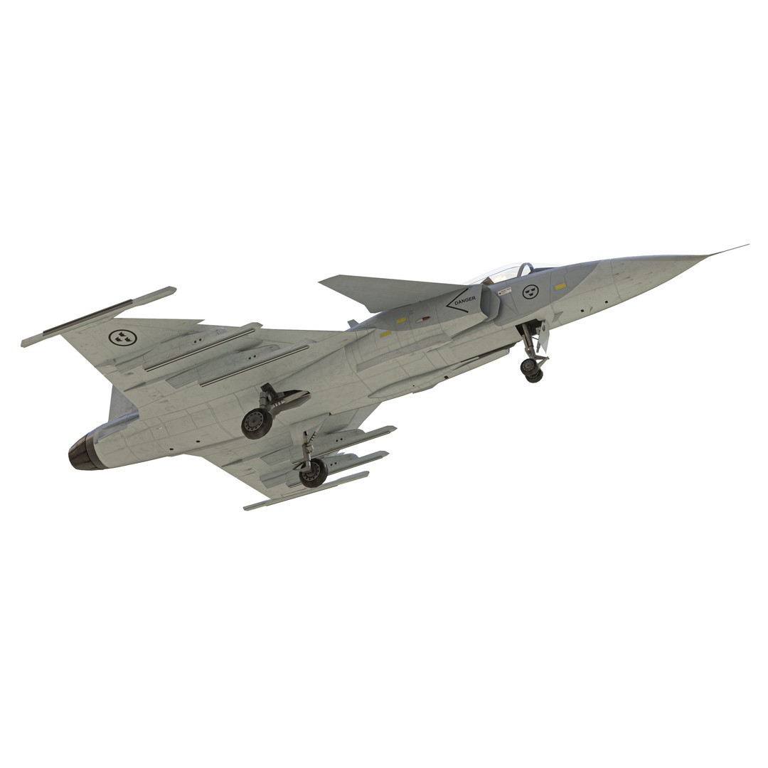 Saab JAS 39 Gripen 3D Model – Low Poly Military Aircraft, FBX/OBJ - View 19