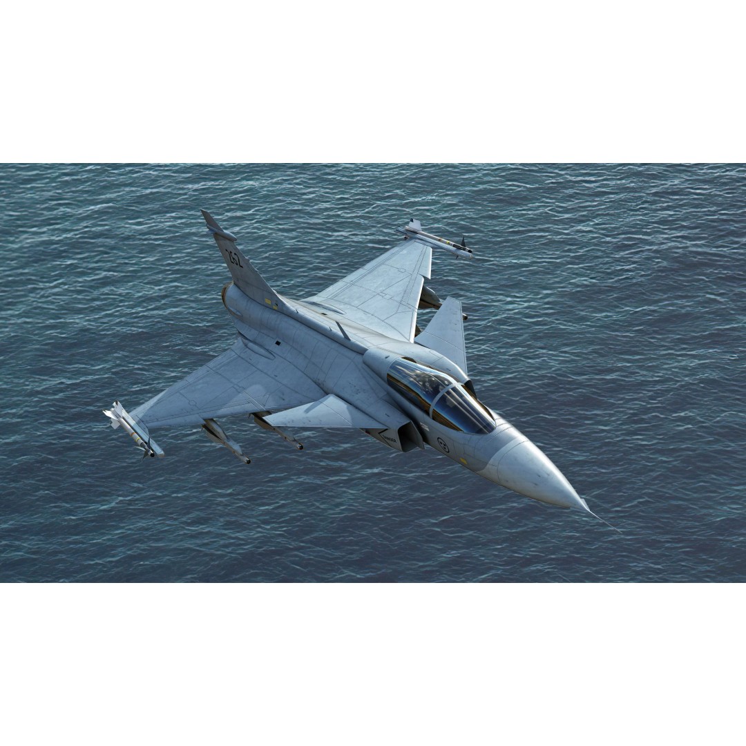 Saab JAS 39 Gripen 3D Model – Low Poly Military Aircraft, FBX/OBJ - View 2