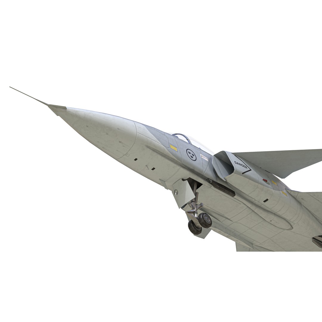 Saab JAS 39 Gripen 3D Model – Low Poly Military Aircraft, FBX/OBJ - View 20