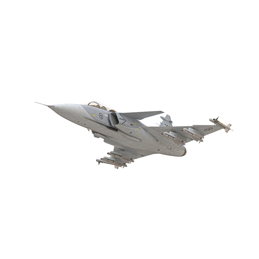 Saab JAS 39 Gripen 3D Model – Low Poly Military Aircraft, FBX/OBJ - View 7