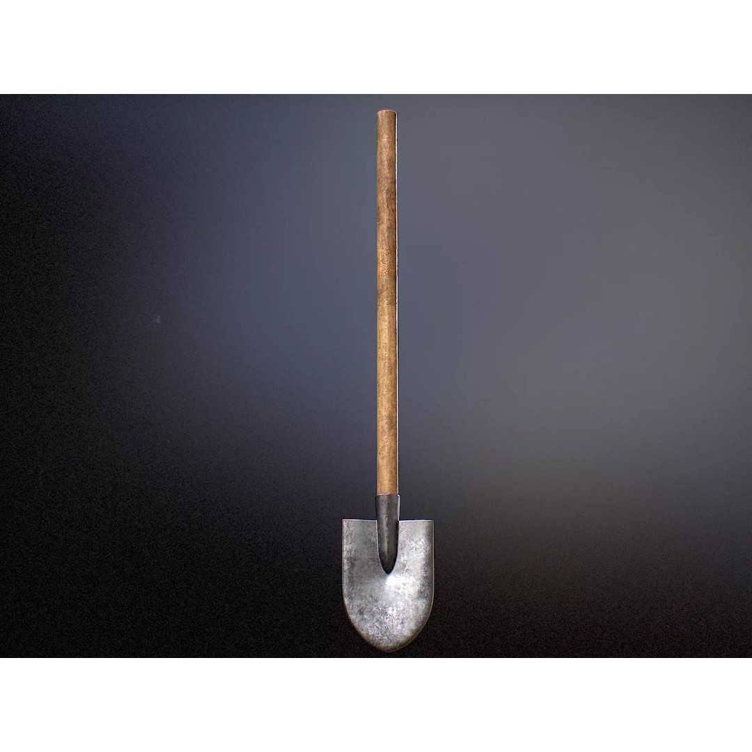 Shovel 3D Model – Low Poly Game Ready Tool with PBR Textures - View 2