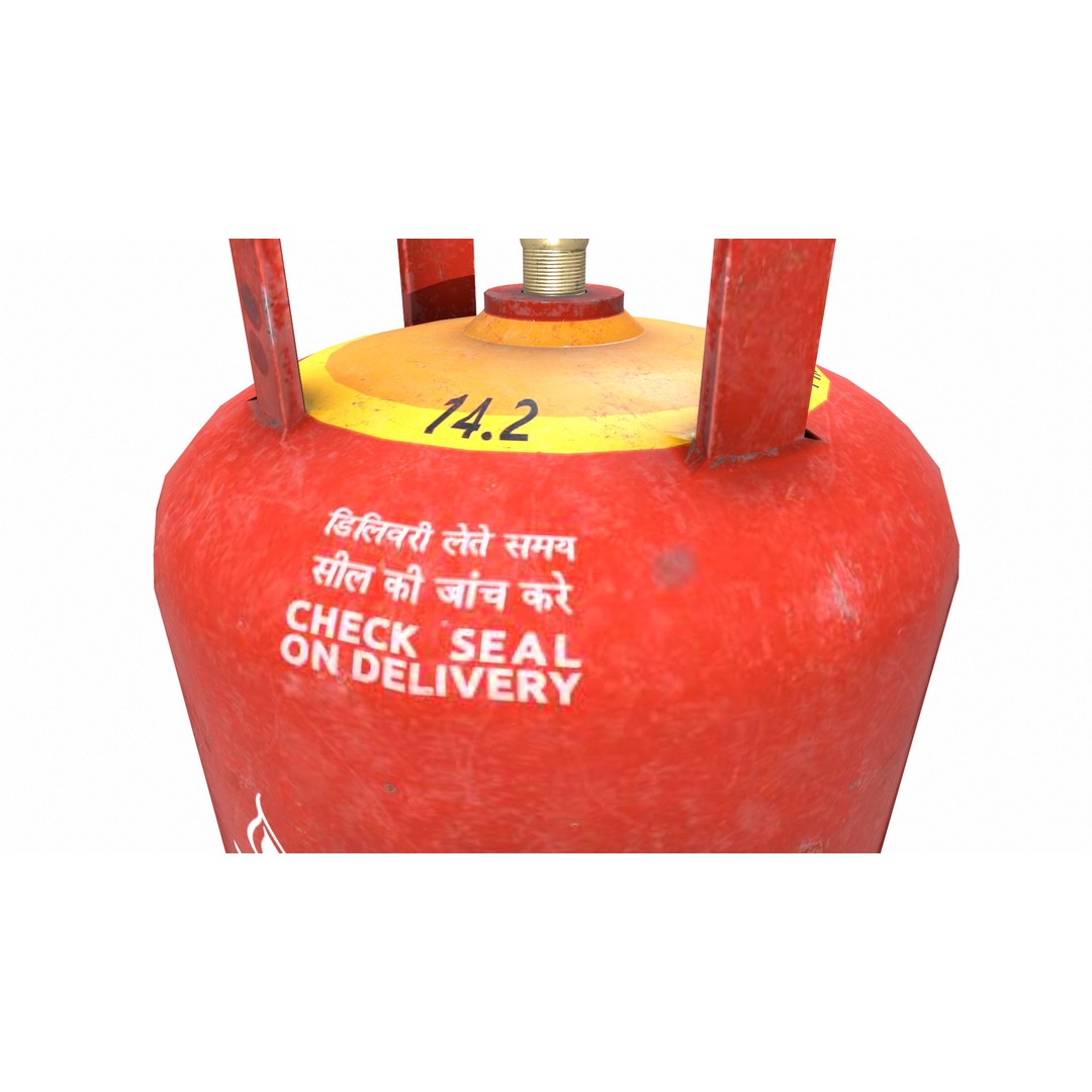 Indane Gas Cylinder 3D Model – Low Poly Game-Ready Asset, FBX - View 10