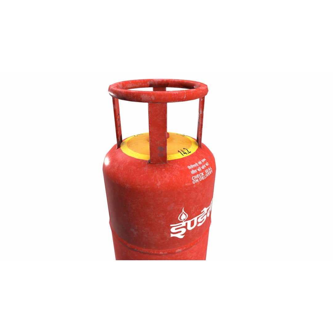 Indane Gas Cylinder 3D Model – Low Poly Game-Ready Asset, FBX - View 11