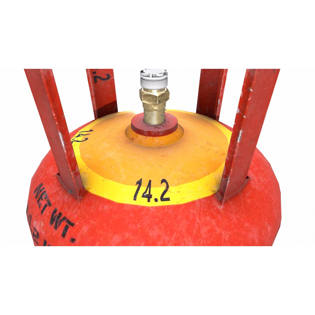 Indane Gas Cylinder 3D Model – Low Poly Game-Ready Asset, FBX - View 14