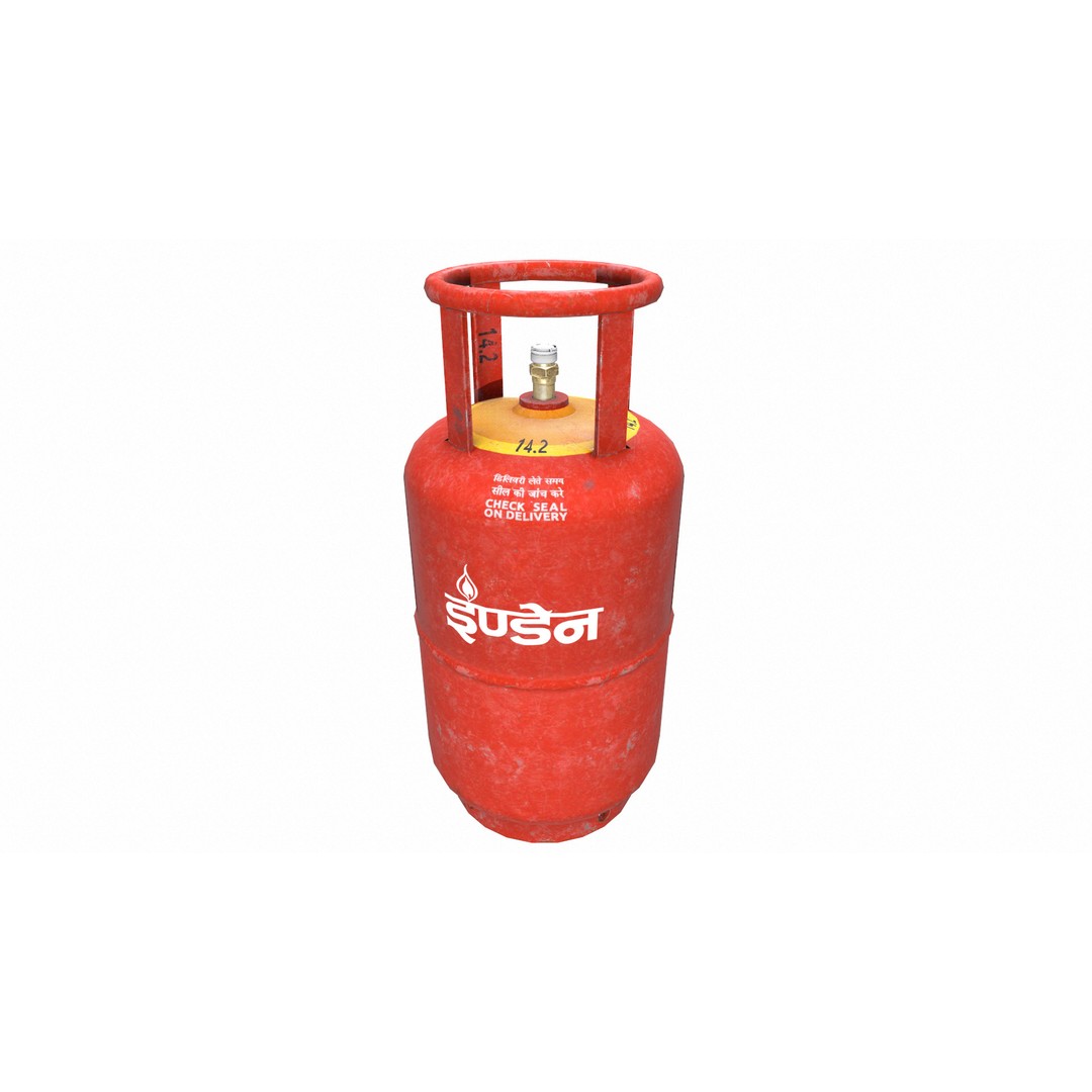 Indane Gas Cylinder 3D Model – Low Poly Game-Ready Asset, FBX - View 17