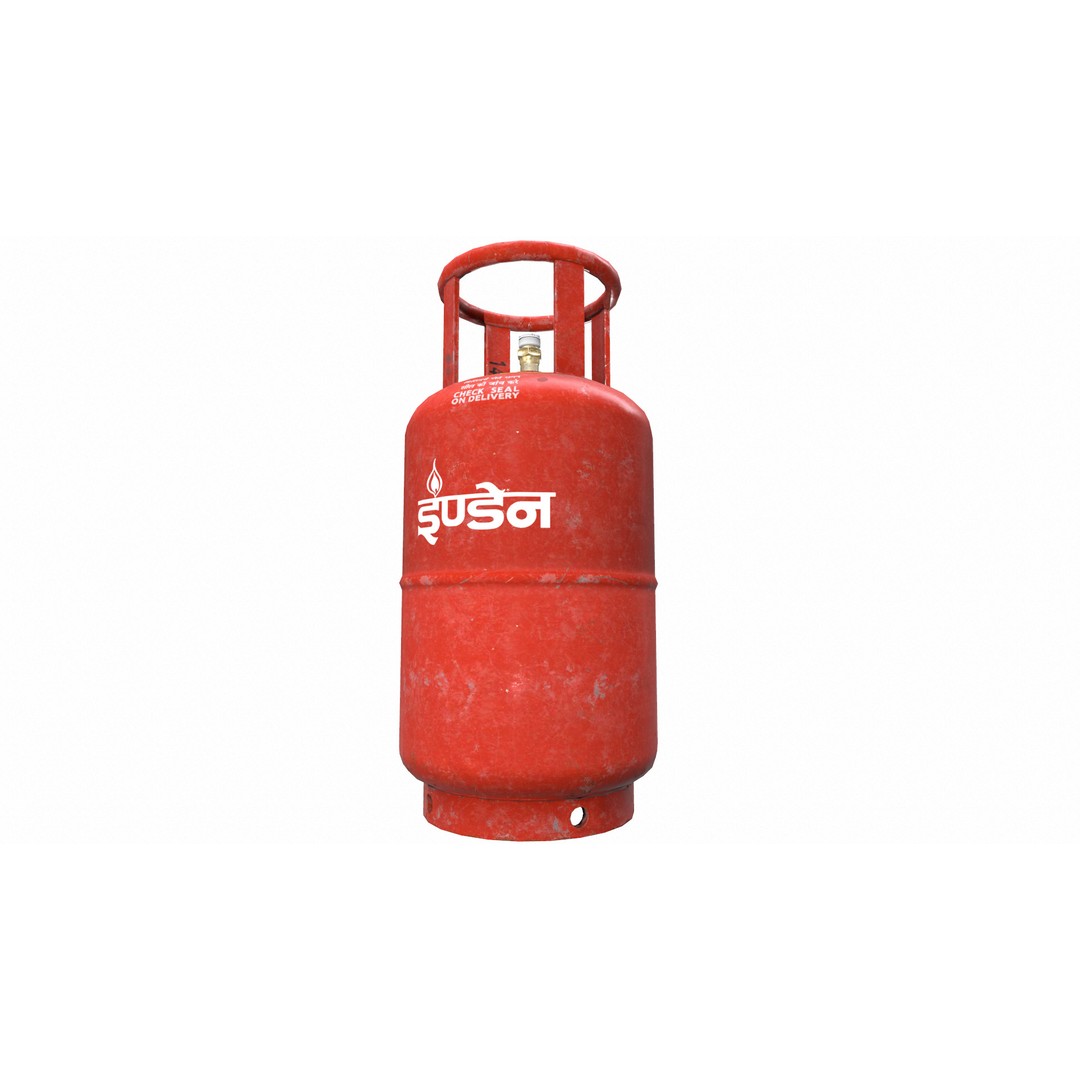 Indane Gas Cylinder 3D Model – Low Poly Game-Ready Asset, FBX - View 26
