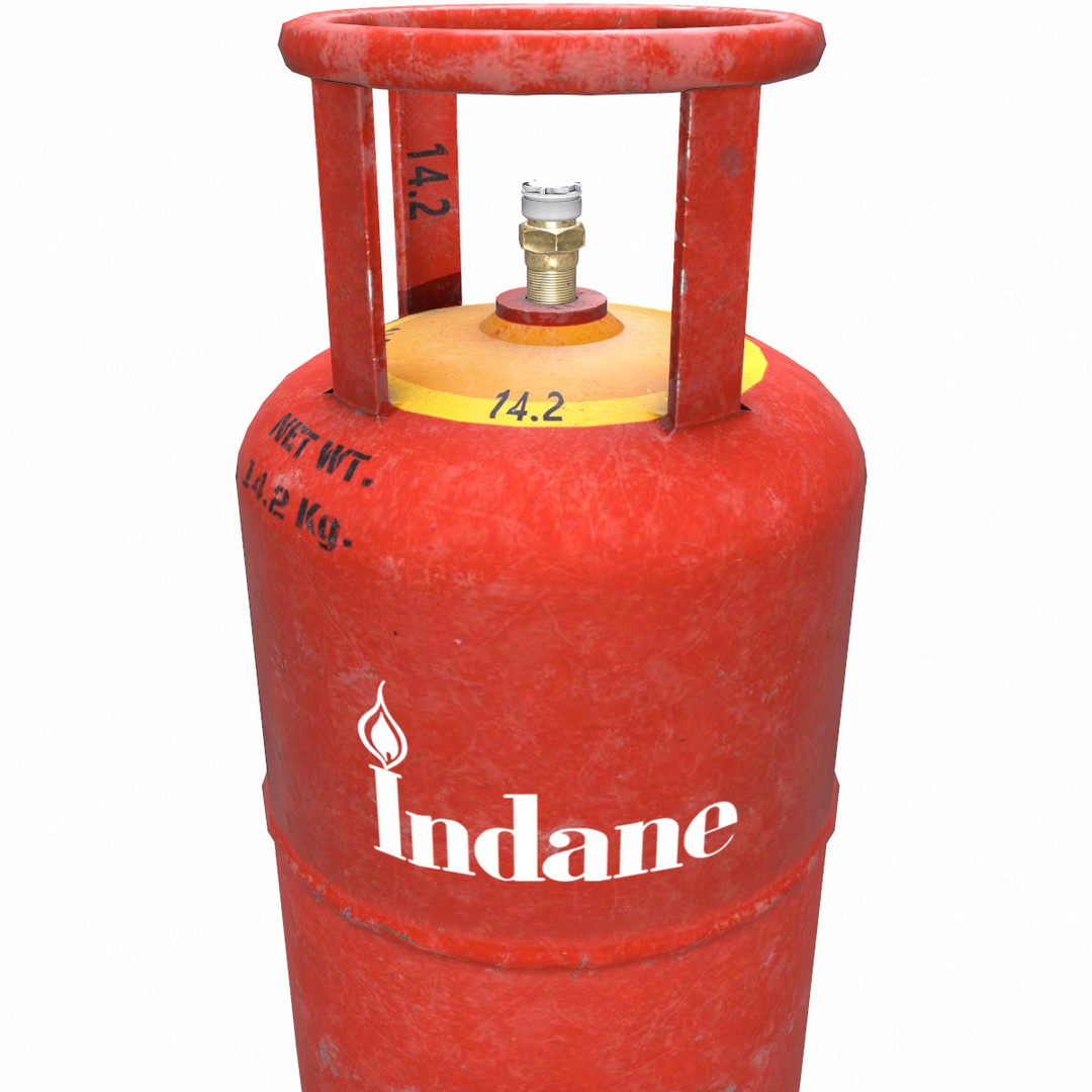 Indane Gas Cylinder 3D Model – Low Poly Game-Ready Asset, FBX - View 3