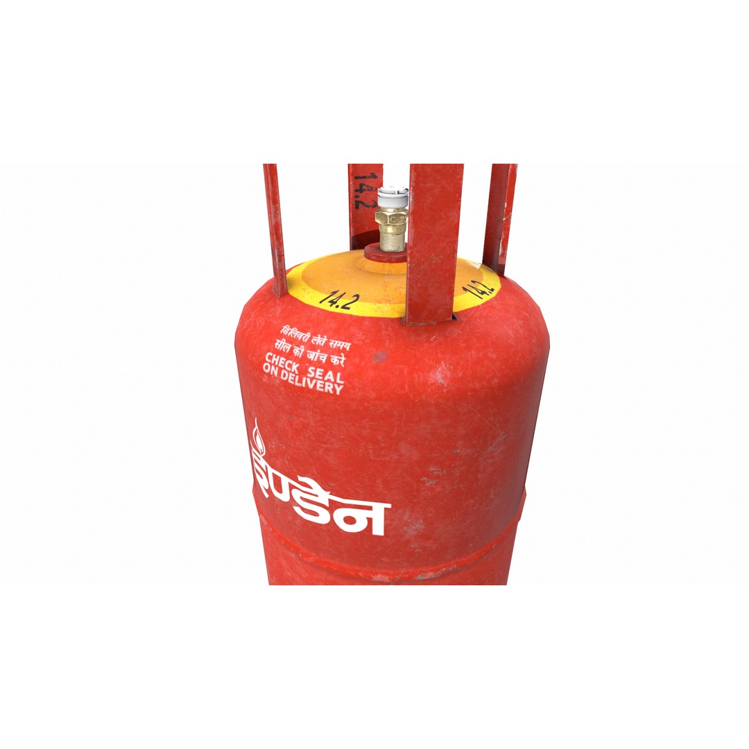 Indane Gas Cylinder 3D Model – Low Poly Game-Ready Asset, FBX - View 30